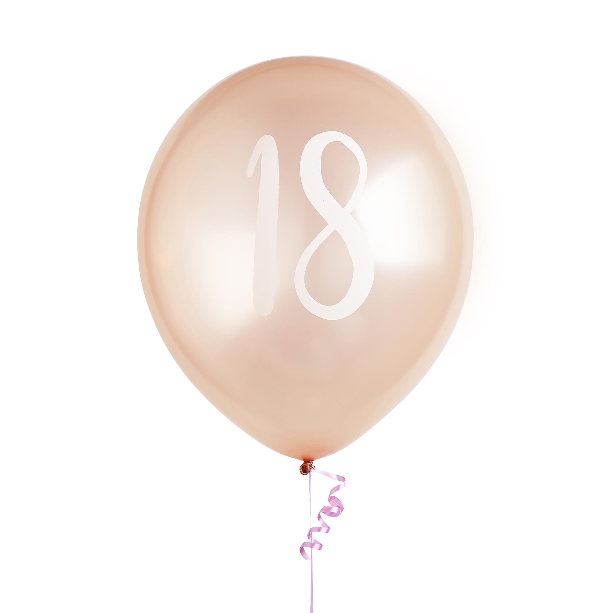 Metallic Rose Gold Number Latex Balloons - Pack of 5 (Milestone Ages)