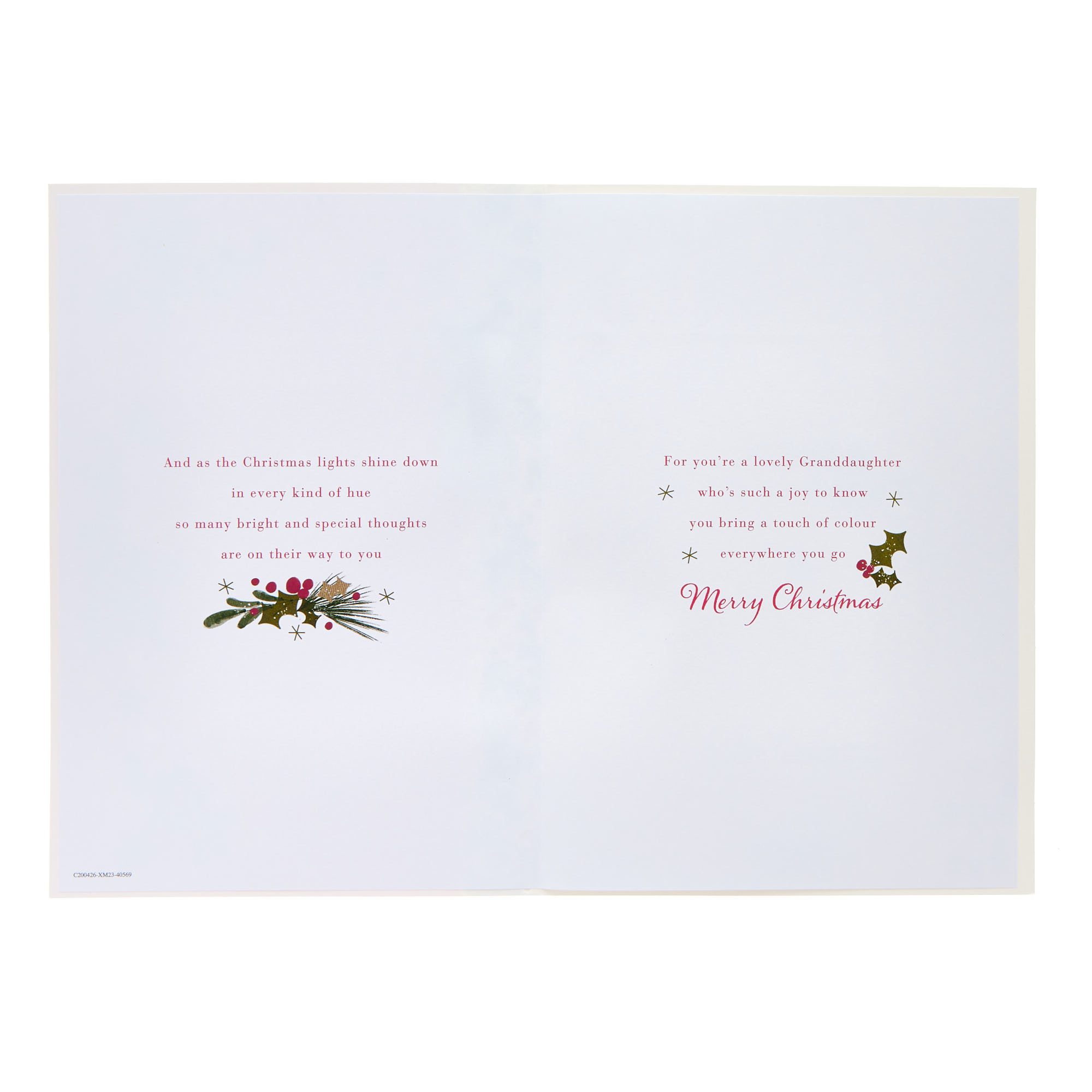 Granddaughter Holly With Love Christmas Card