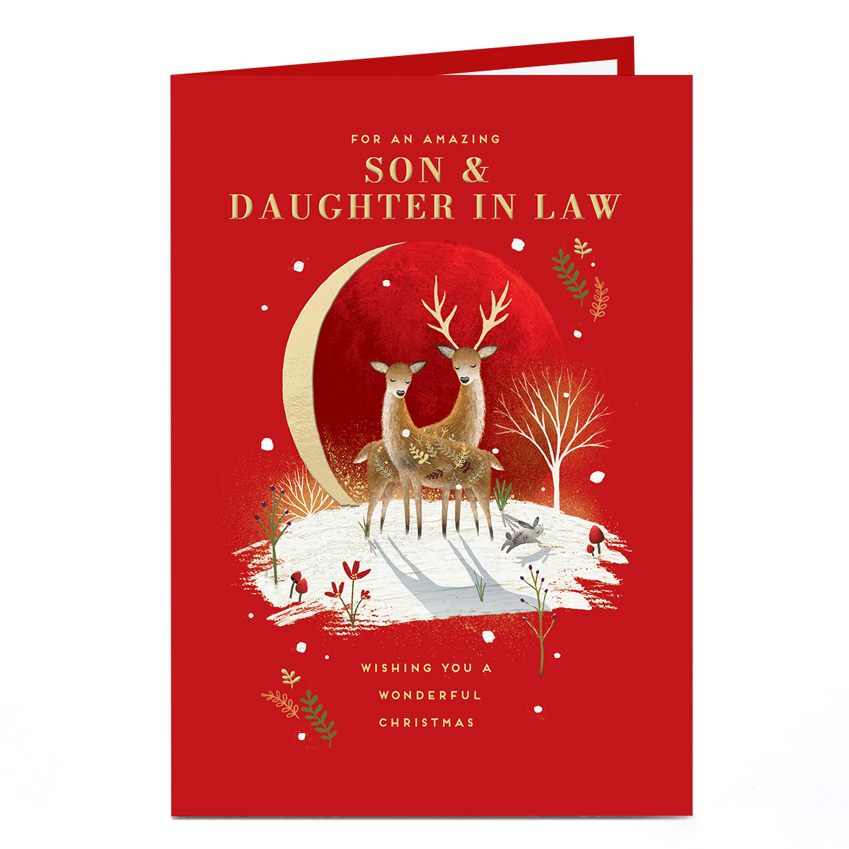 Christmas Card - Stag and Doe Deer, Son & Daughter In Law