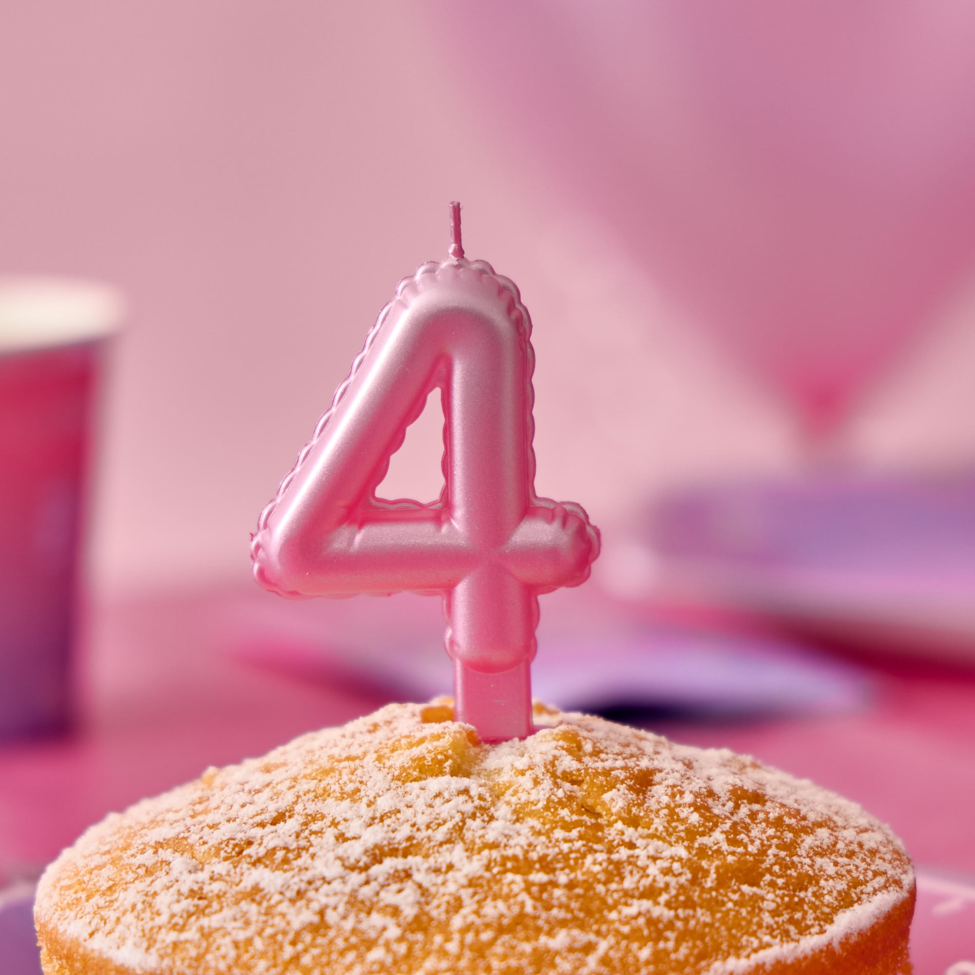 Pink Number 4 Cake Candle