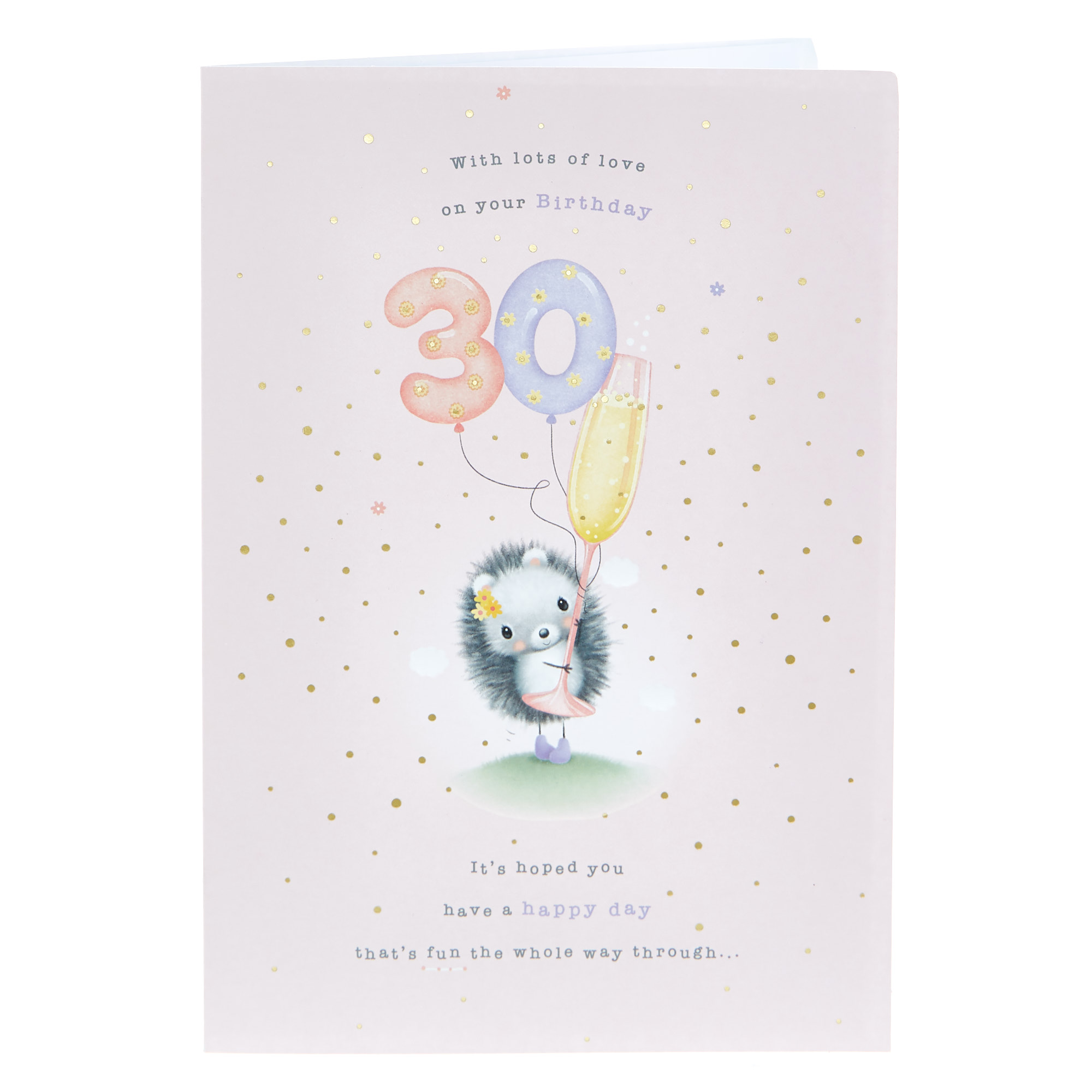 30th Birthday Card - Hedgehog Balloons