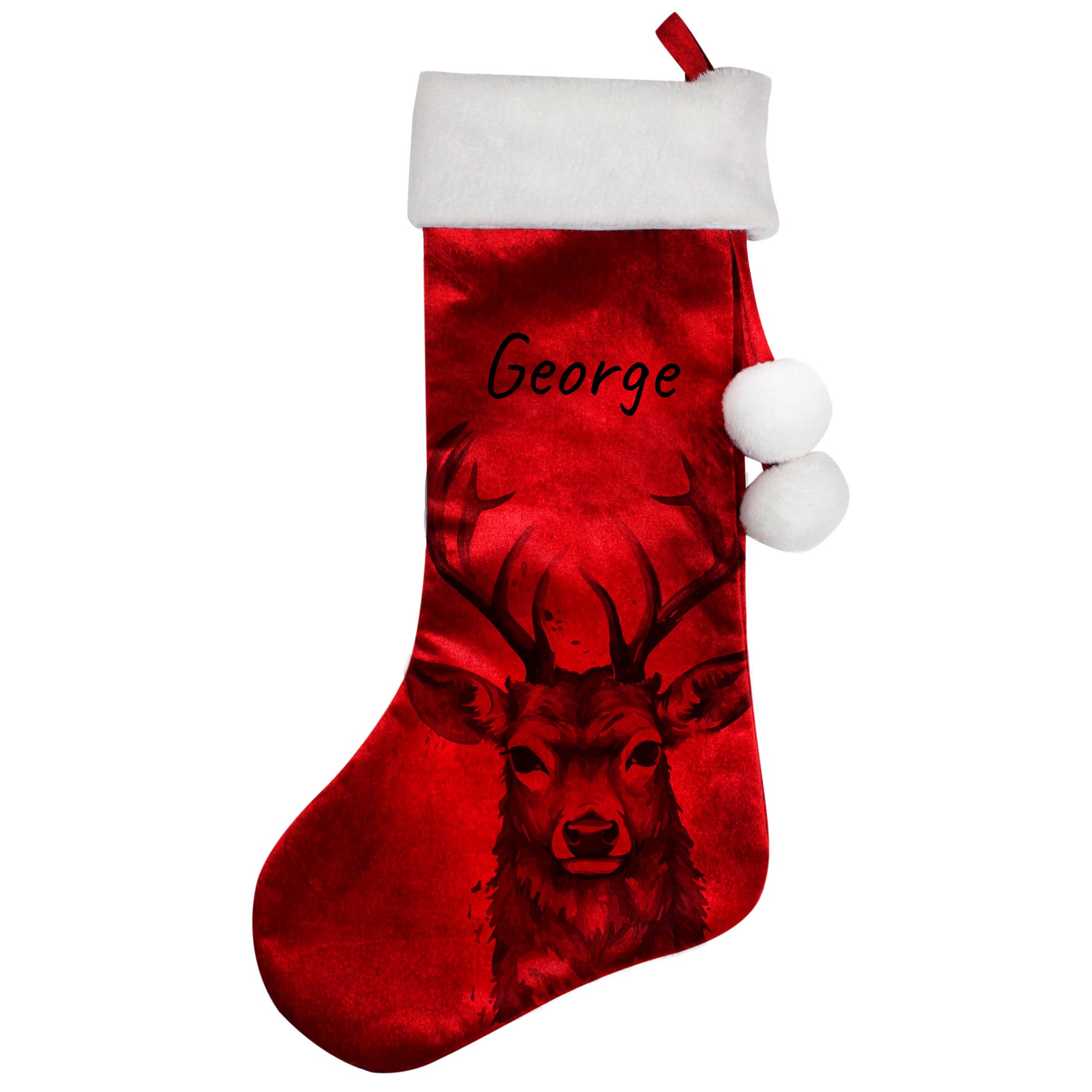 Personalised Stag Red Stocking,  Personalised Stag Red Stocking