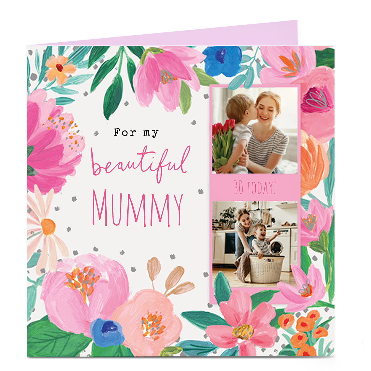 Photo Birthday Card - Flowers, For My Beautiful..., Editable Age