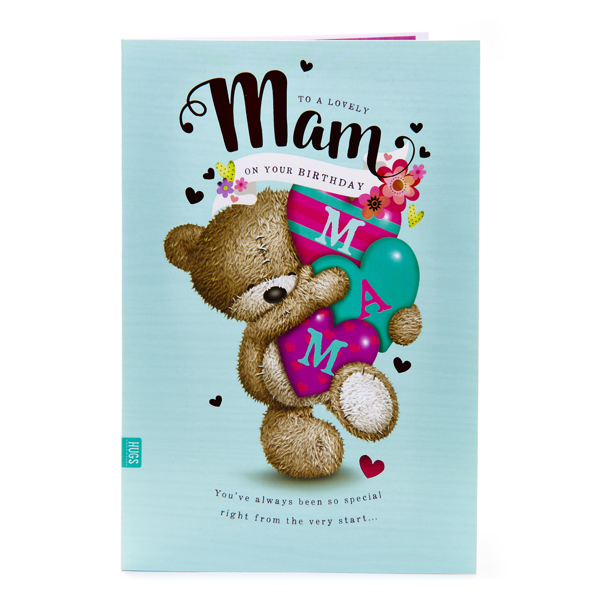Hugs Bear Birthday Card - To A Lovely Mam