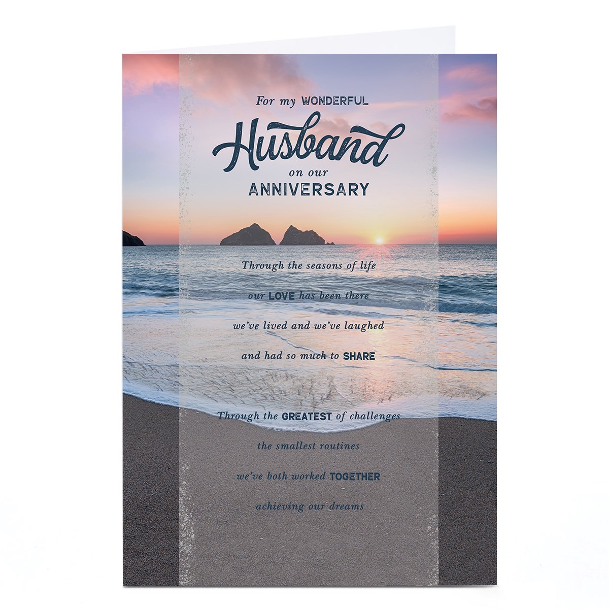 Personalised Anniversary Card - Seasons of Life Scenic Beach, Husband