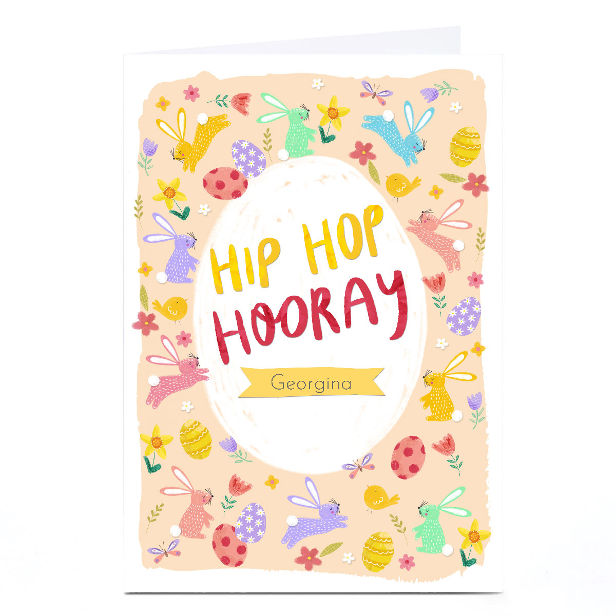 Personalised Kerry Spurling Easter Card - Hip Hip Hooray