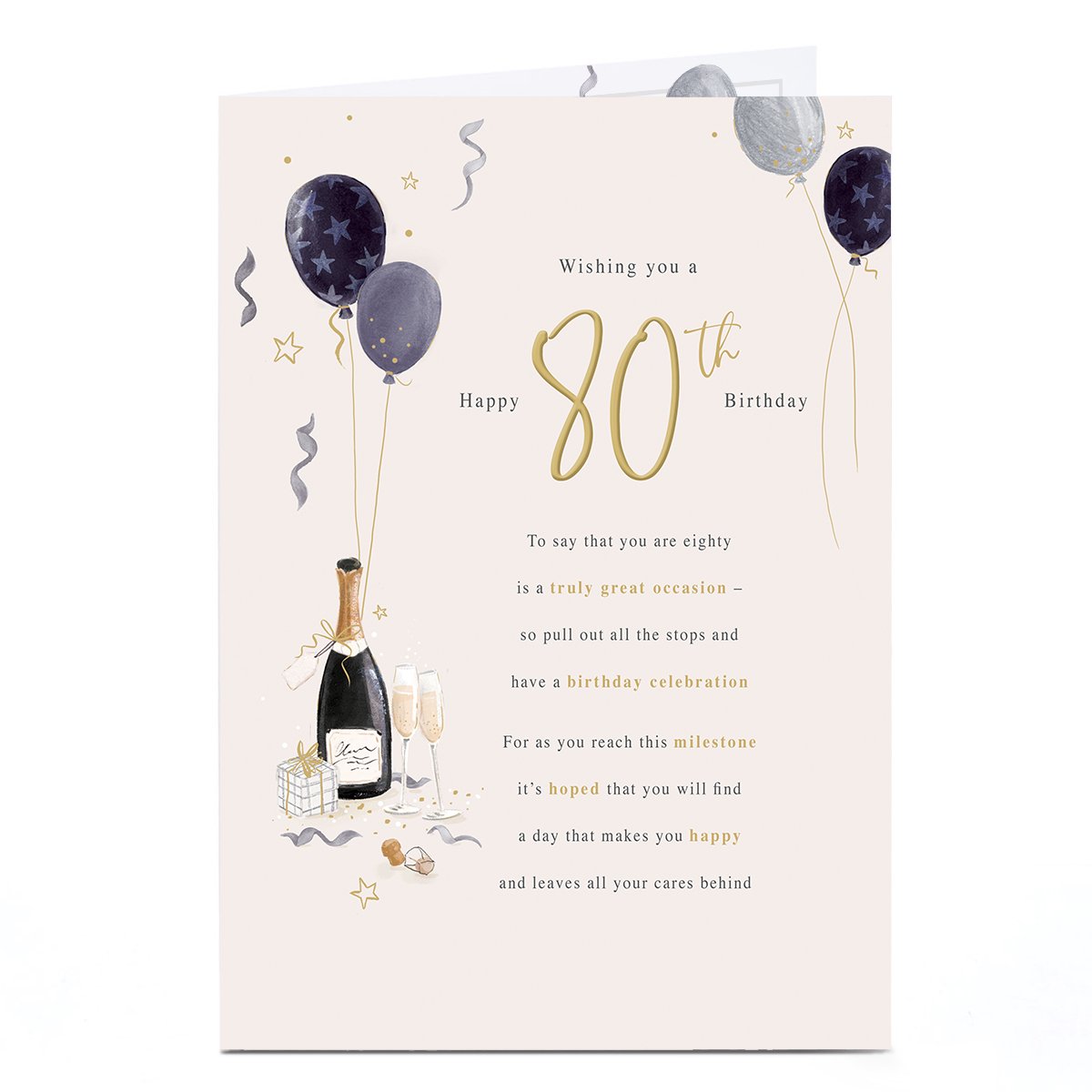 80th Birthday Card - Pull Out All The Stops Celebrations