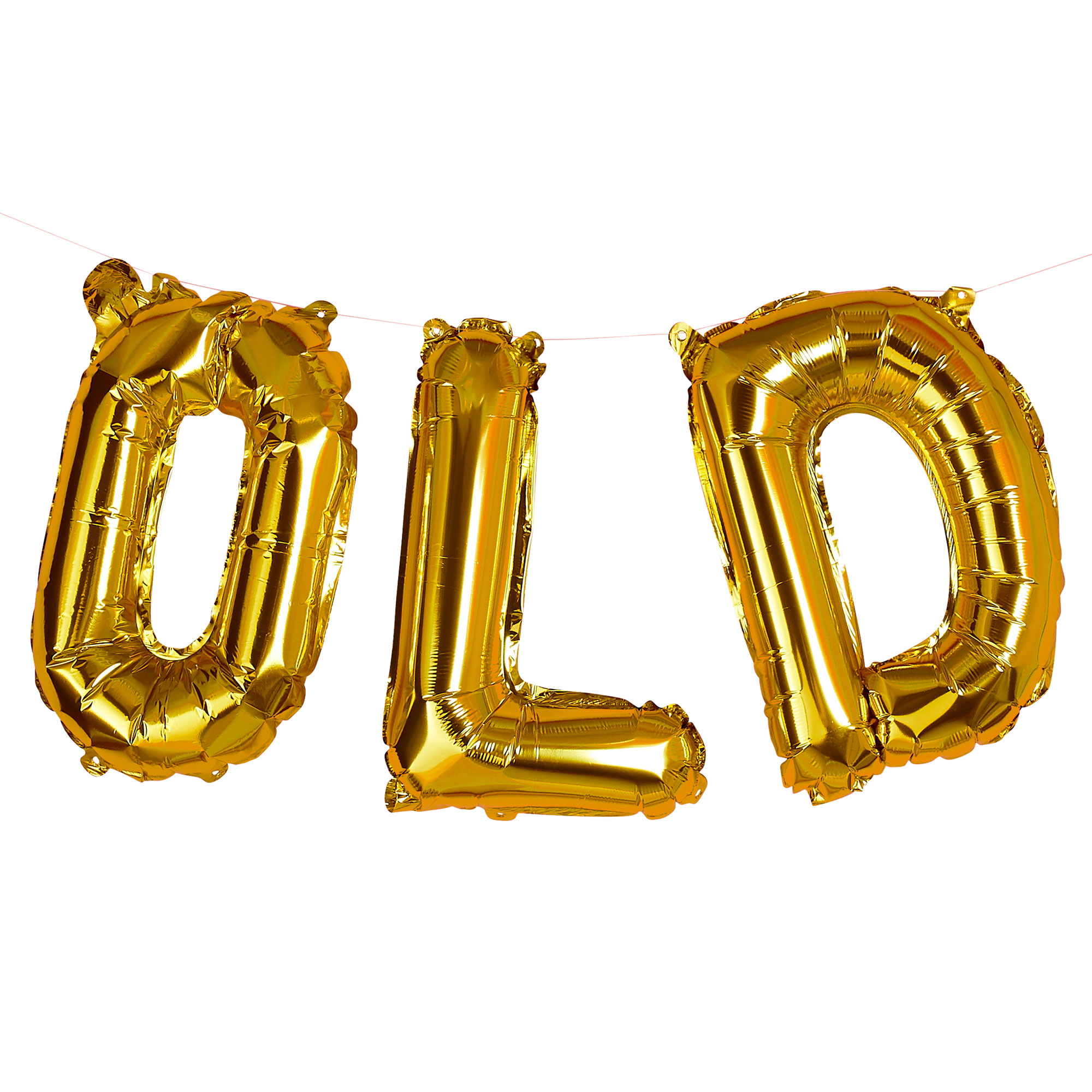 'Old' Air-Fill Gold Letter Balloon Banner 