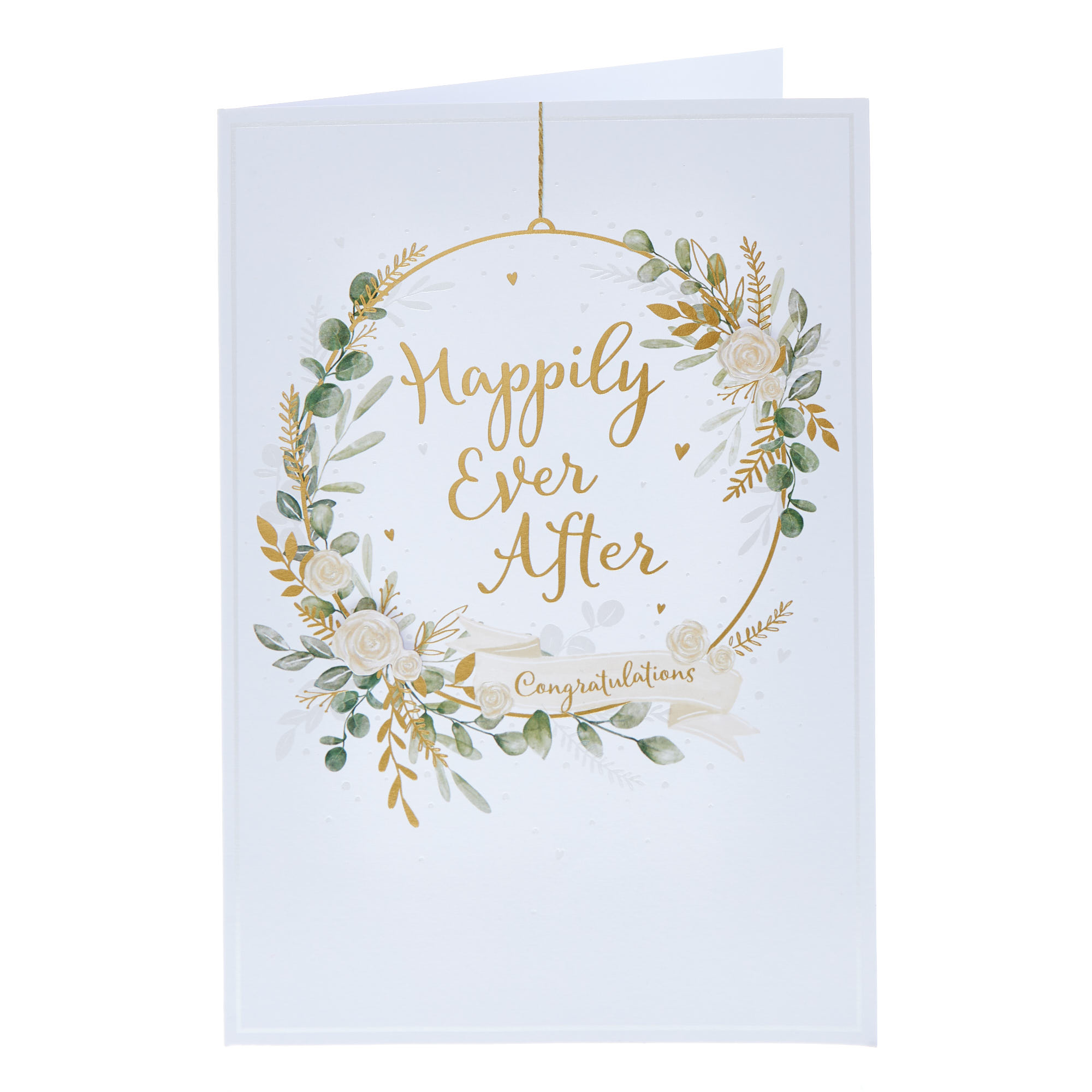 Happily Ever After Floral Ring Wedding Card