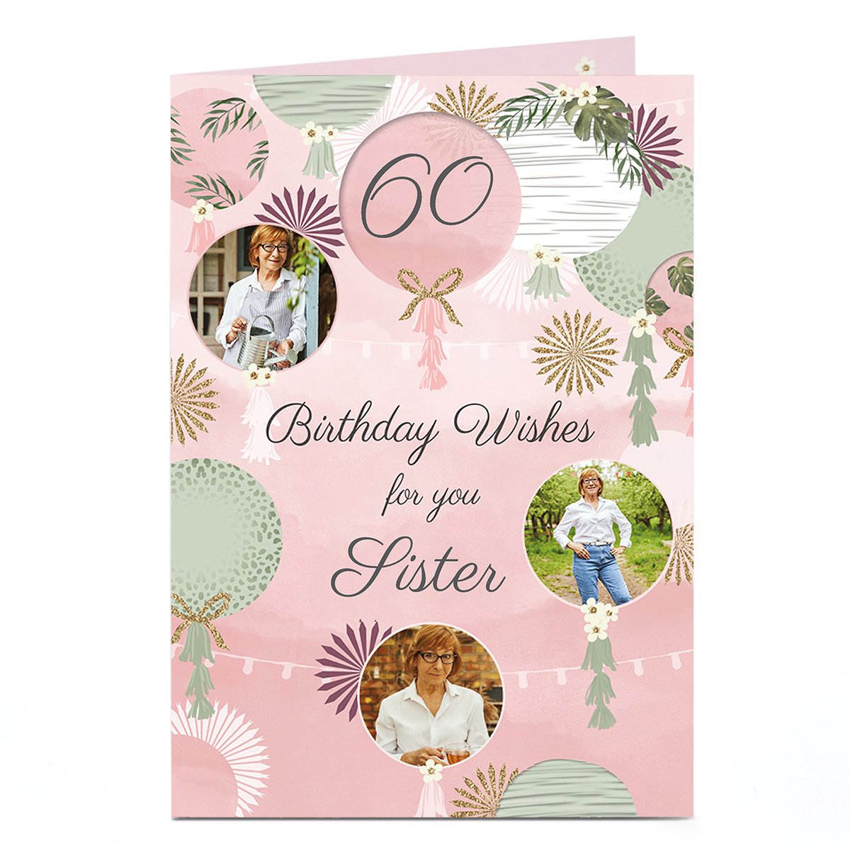 Photo Birthday Card - Sister Balloons, Editable Age
