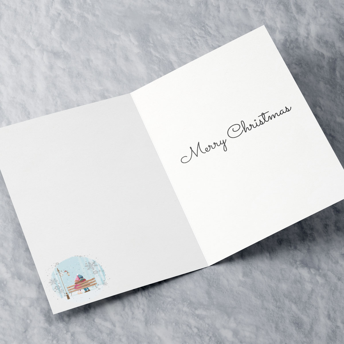Personalised Christmas Card - Winter Couple On A Bench