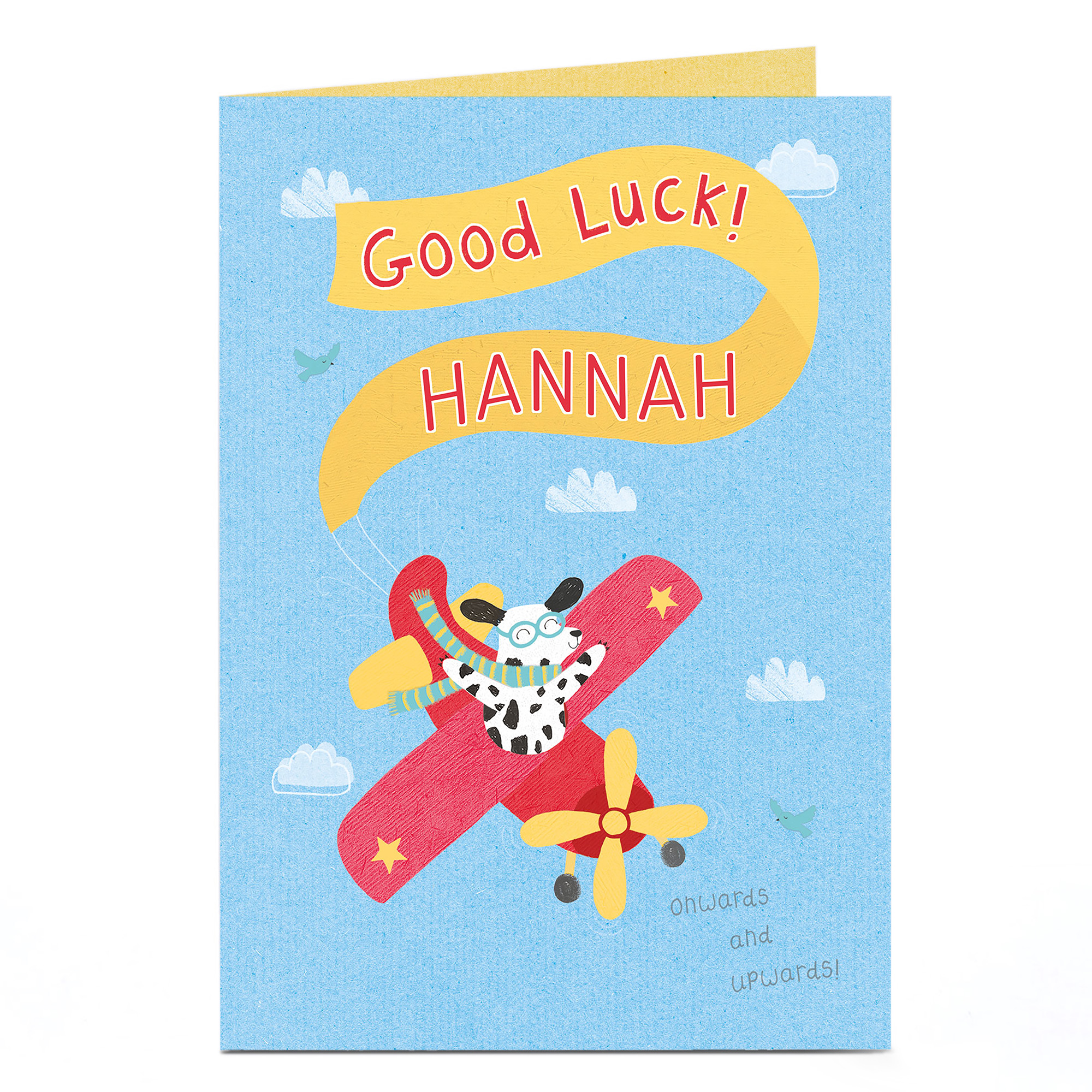 Personalised Good Luck Card - Plane With Banner