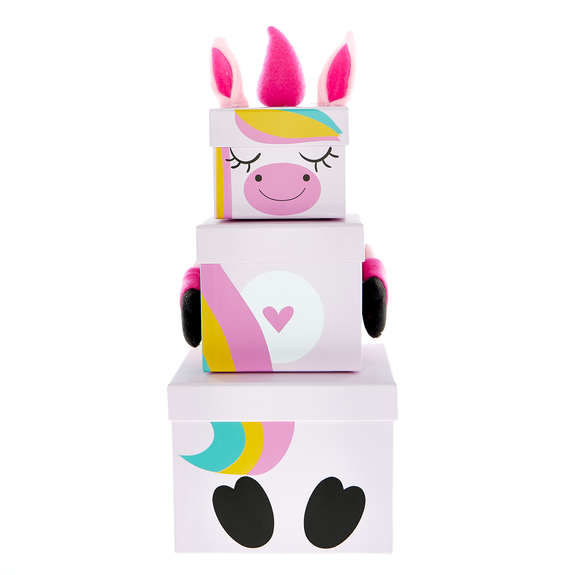 Stackable Plush Unicorn Gift Boxes - Set of 3