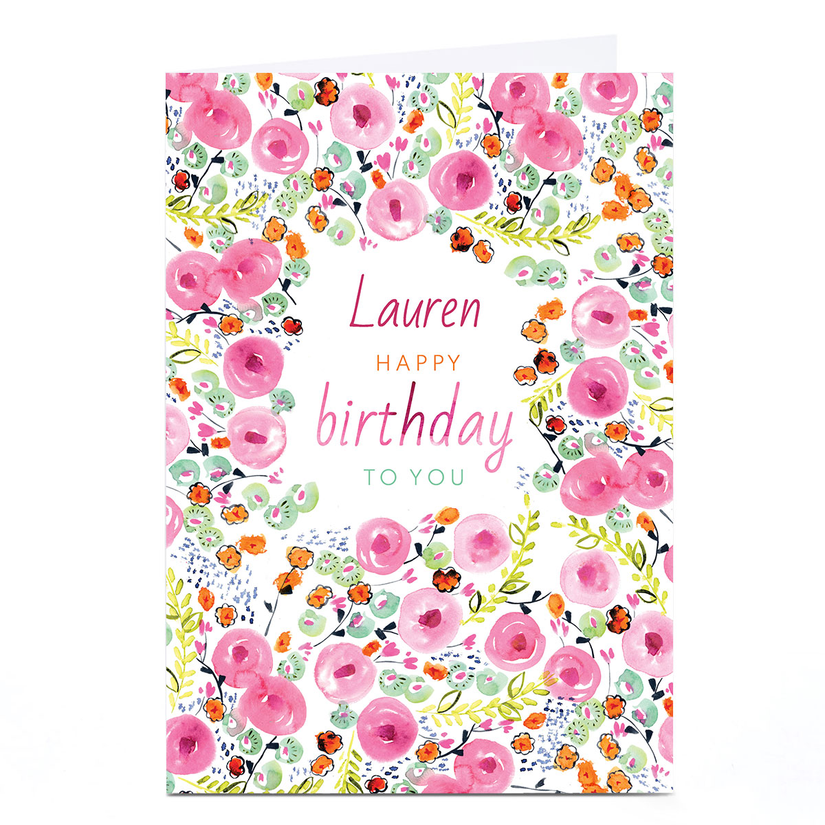 Personalised Rebecca Prinn Birthday Card - Pink Print