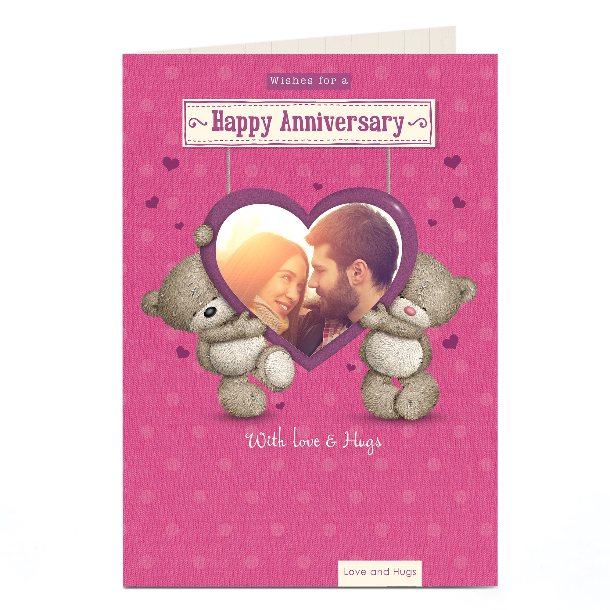 Hugs Bear Photo Anniversary Card - With Love & Hugs