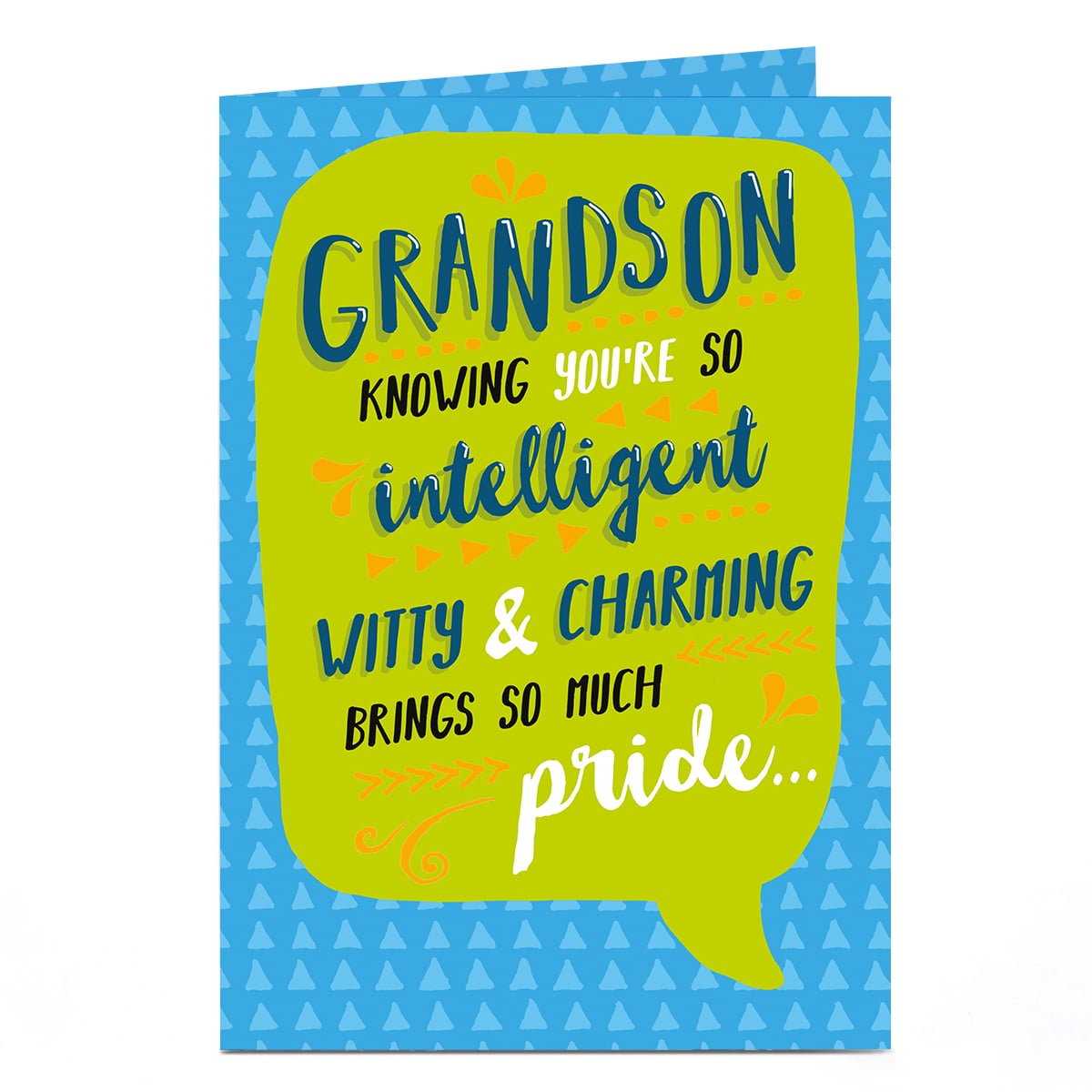 Birthday Card -Intelligent Witty & Charming, Grandson
