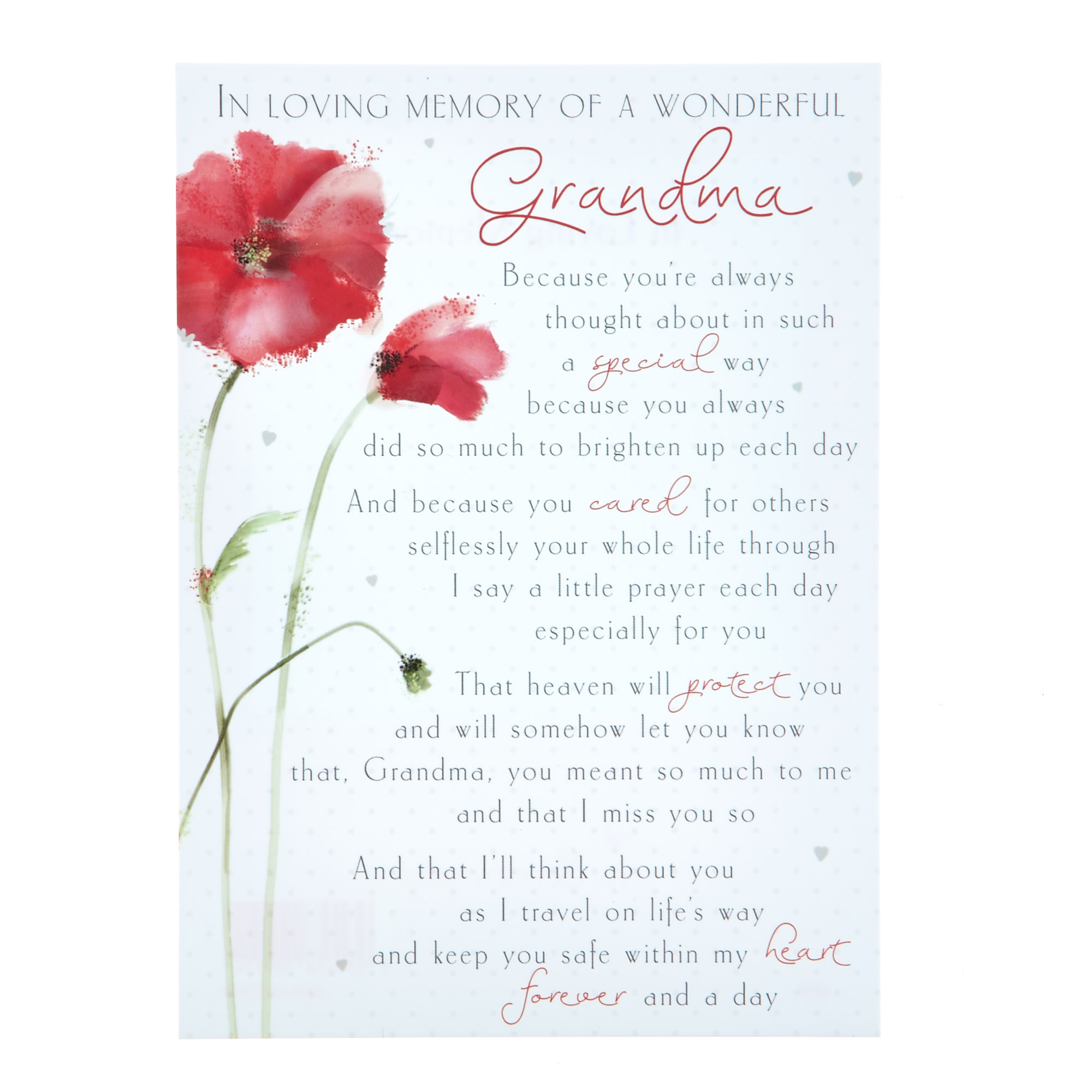 Love & Friendship Postcard - Grandma, In Loving Memory