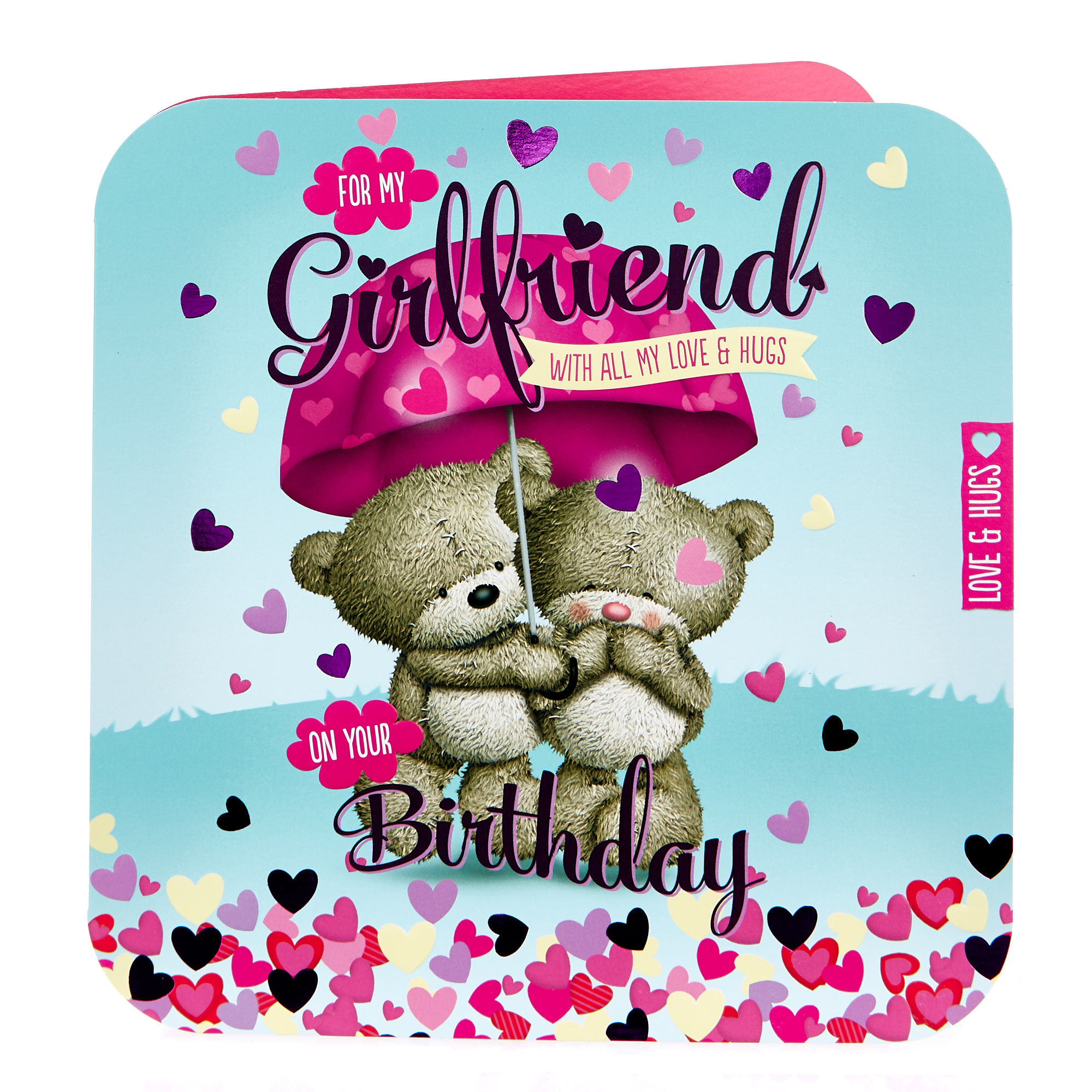 Platinum Collection Hugs Bear Birthday Card - For My Girlfriend