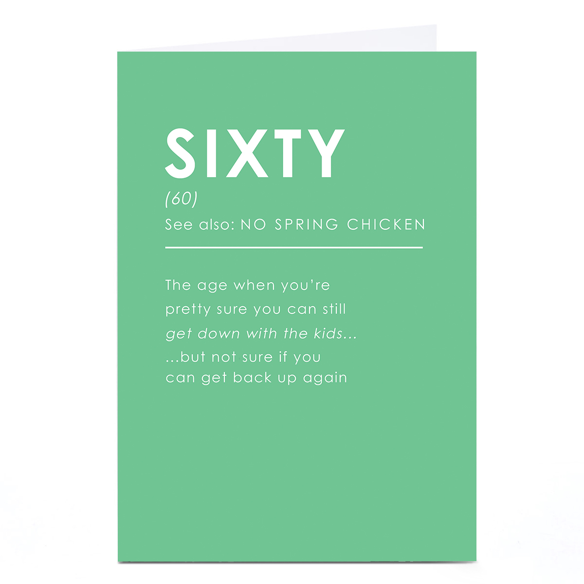 60th Birthday Card - Definition No Spring Chicken
