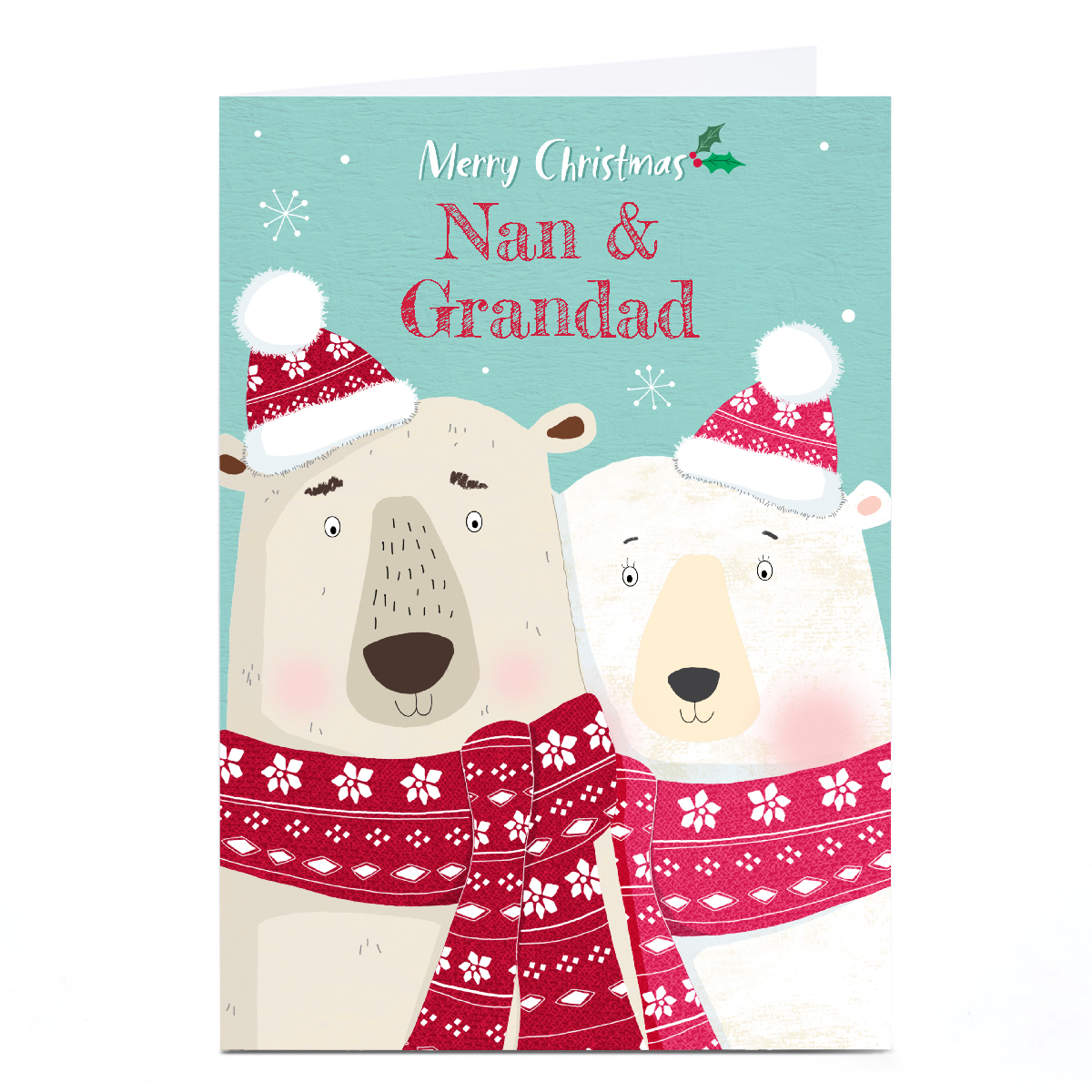 Personalised Cory Reid Christmas Card - Nan & Grandad Polar Bears
