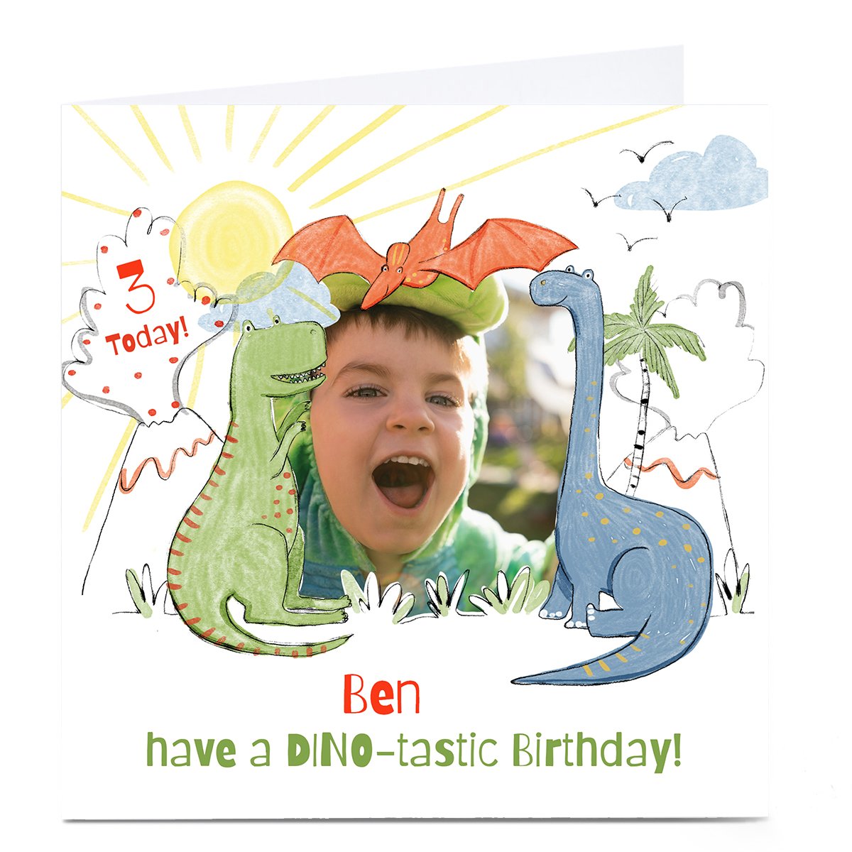 Emma Valenghi Photo Birthday Card - Dinosaur