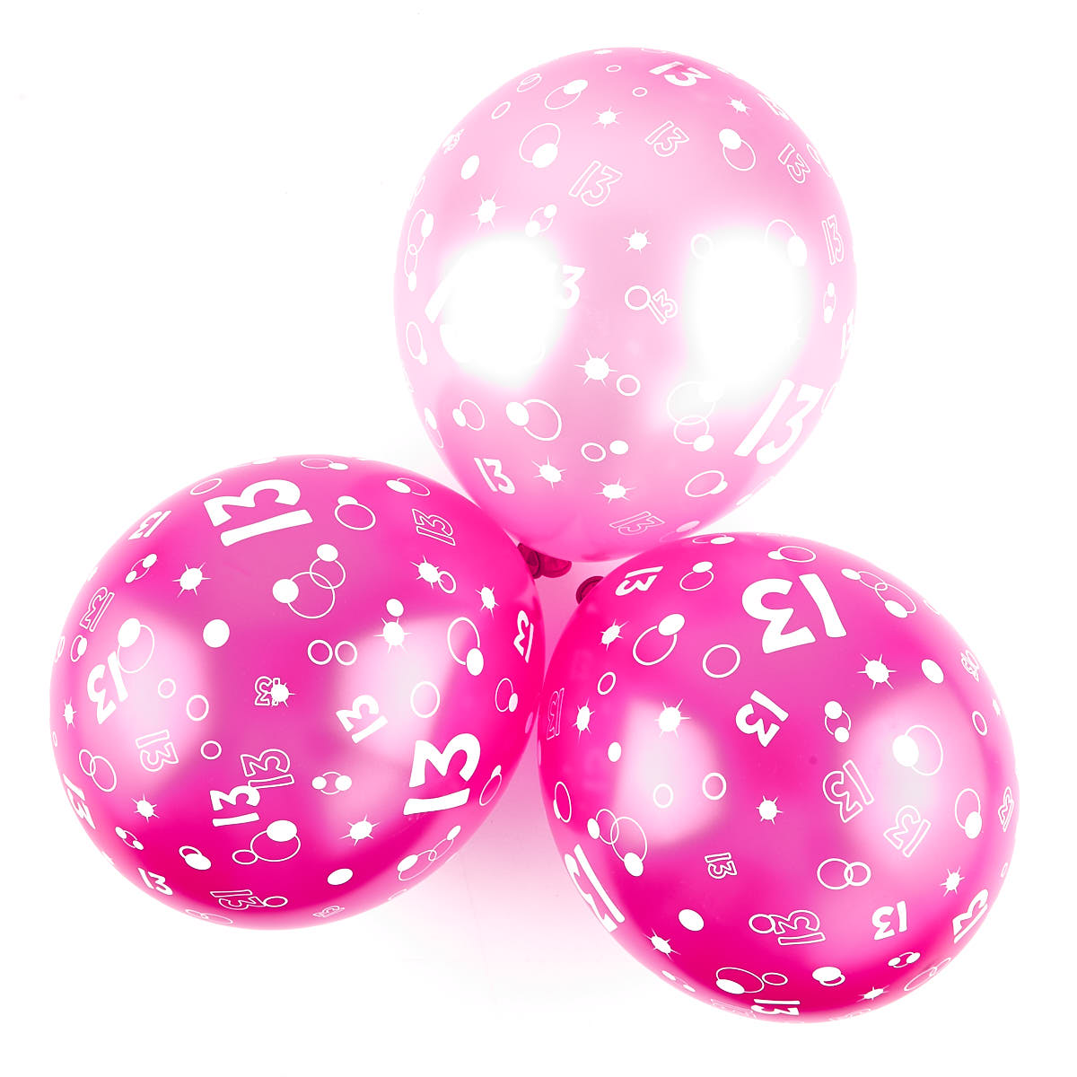 Metallic Pink Circles 13th Birthday Helium Latex Balloons - Pack Of 6