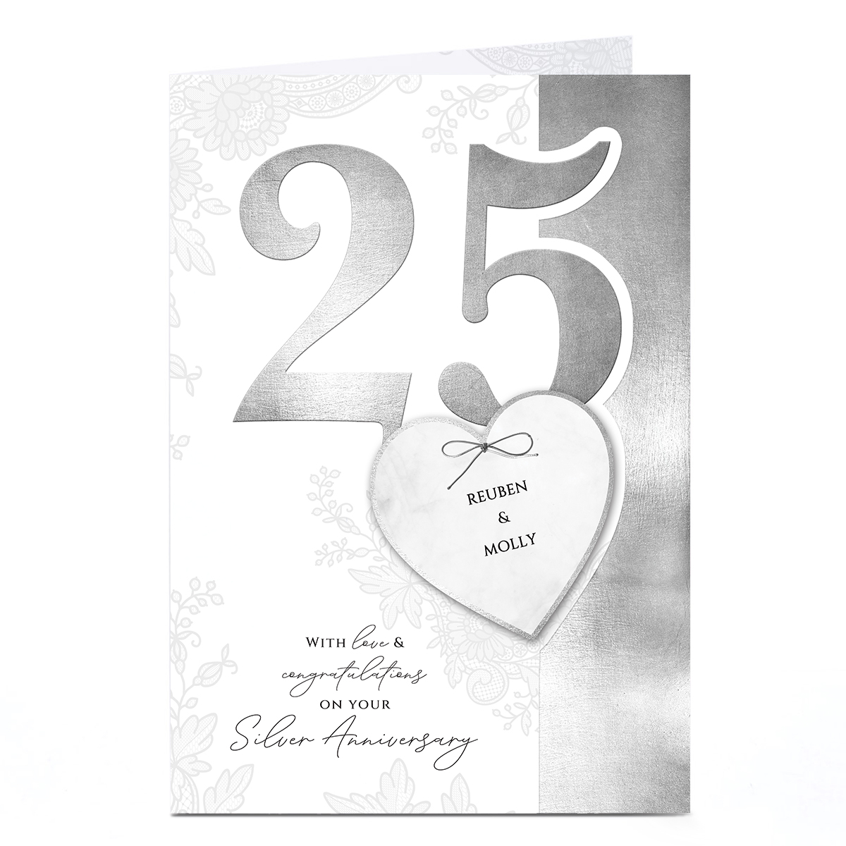 Personalised 25th Anniversary Card - Love & Congratulations