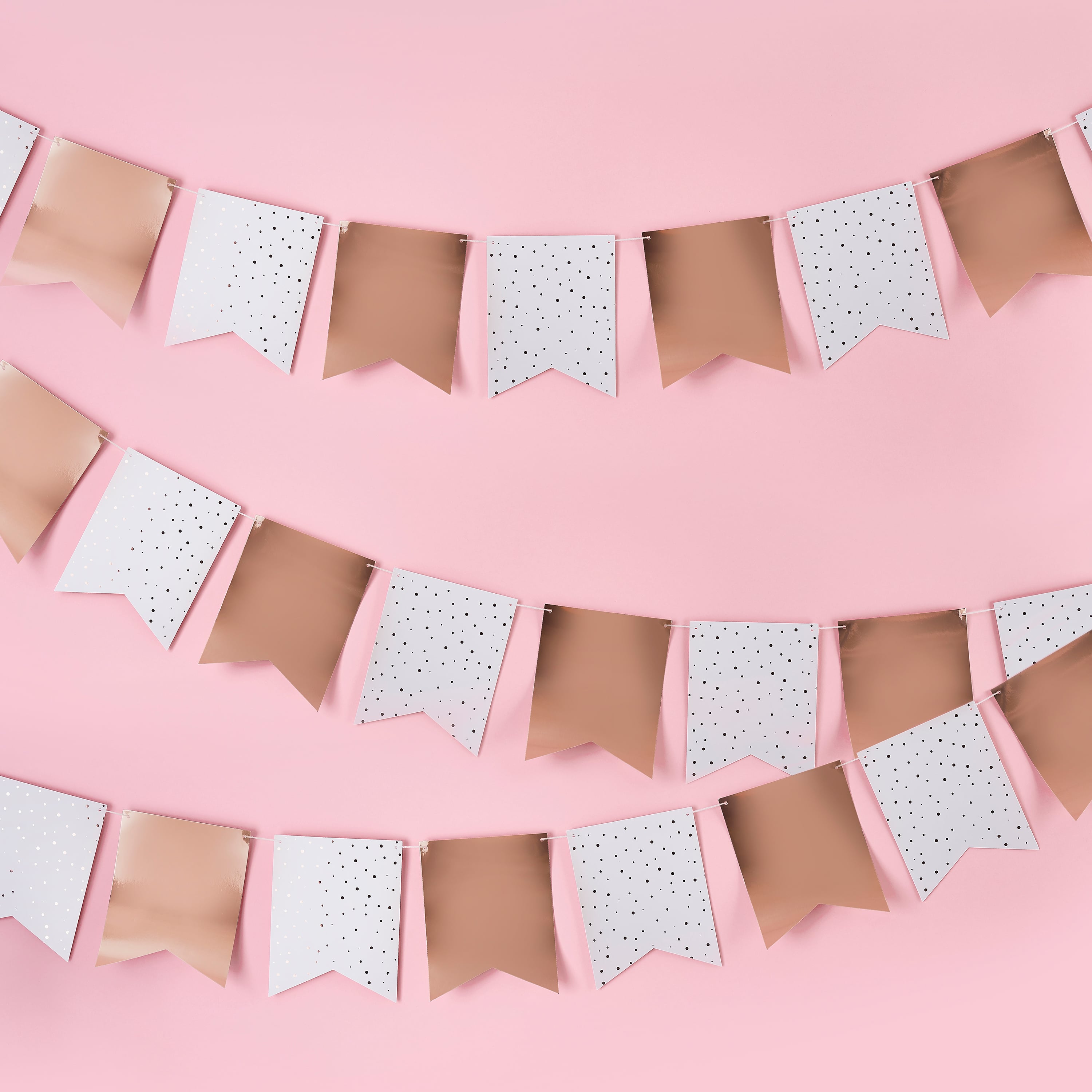 Metallic Rose Gold Card Flag Bunting 10m