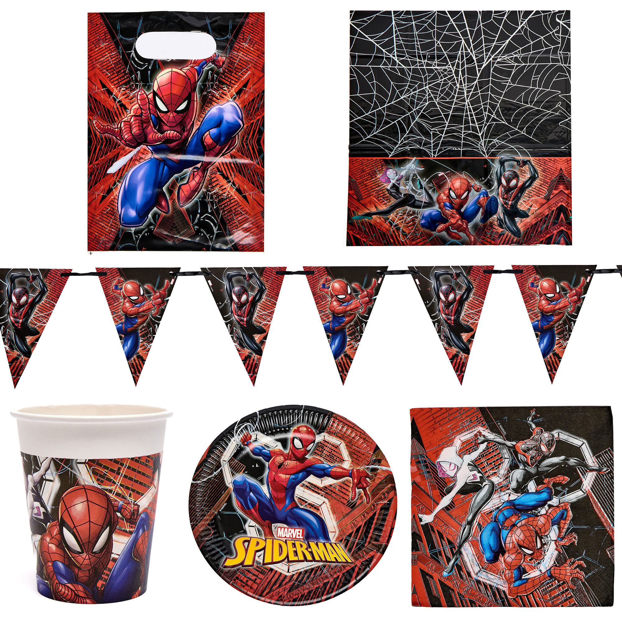 Spider-Man Crime Fighter Party Tableware & Decorations - 16 Guests
