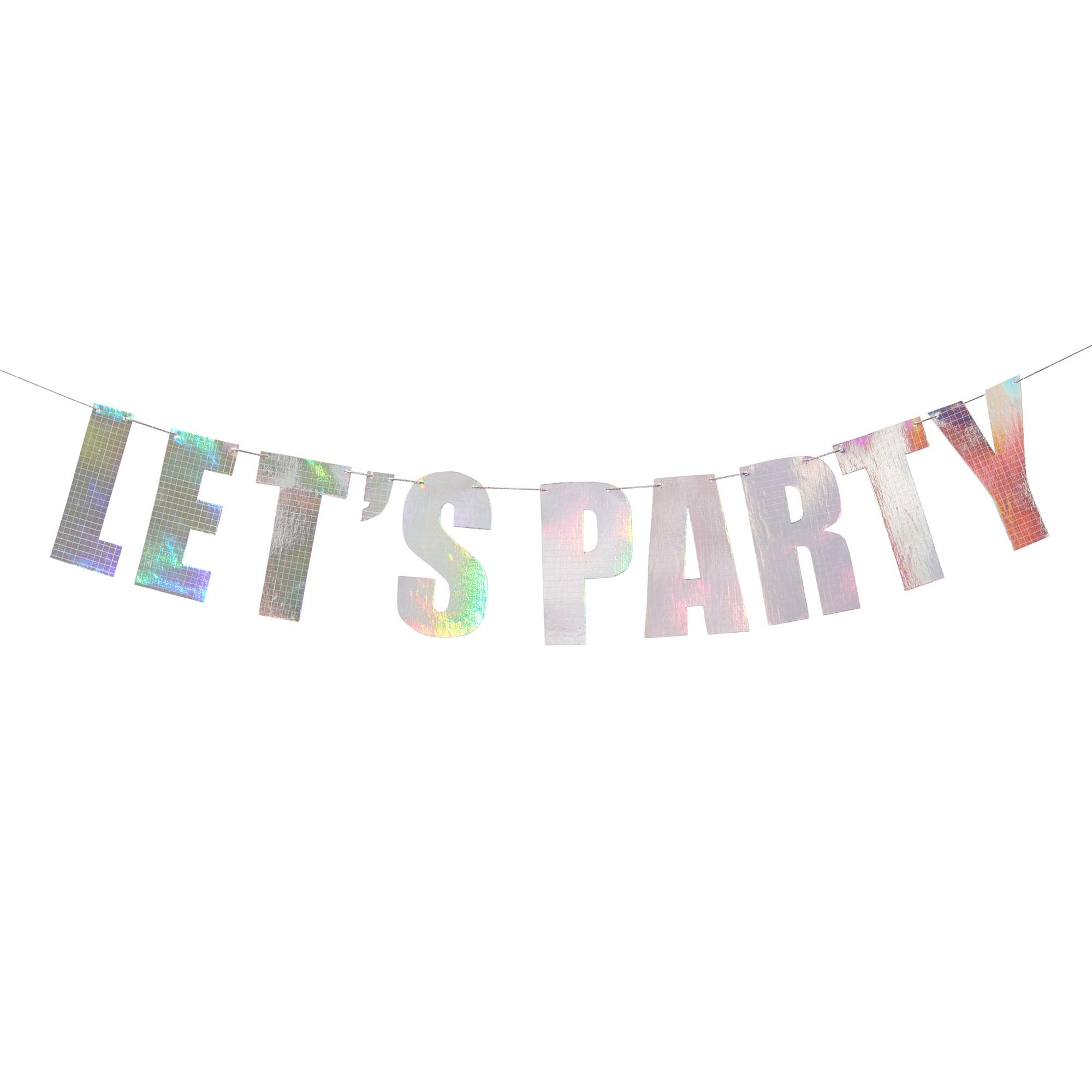 Iridescent Let's Party Card Banner 2m
