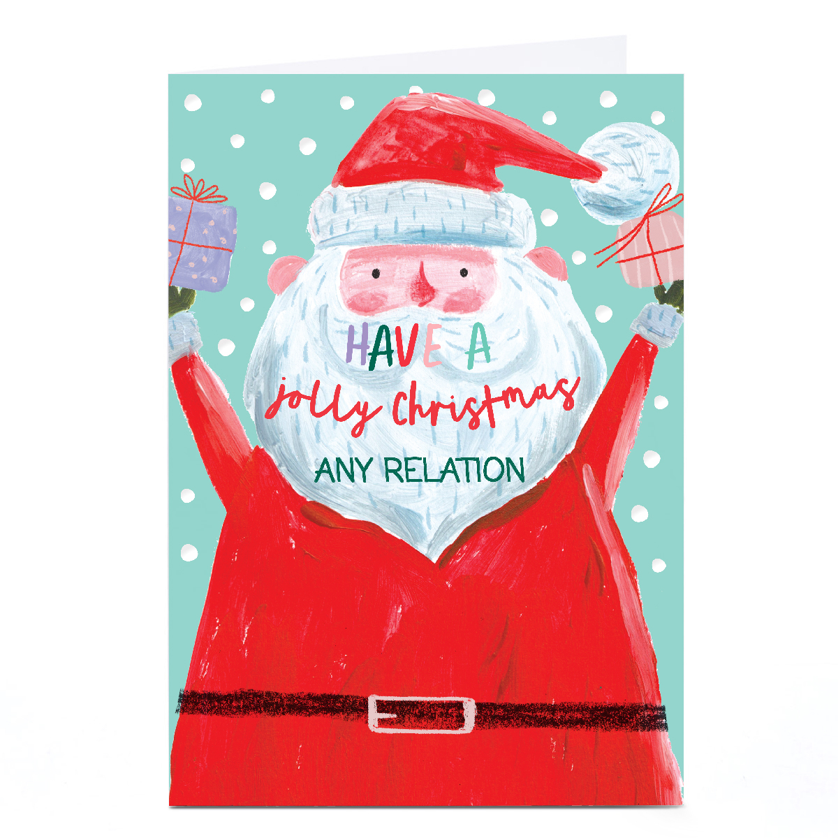 Personalised Christmas Card - Jolly Christmas Santa, Any Relation