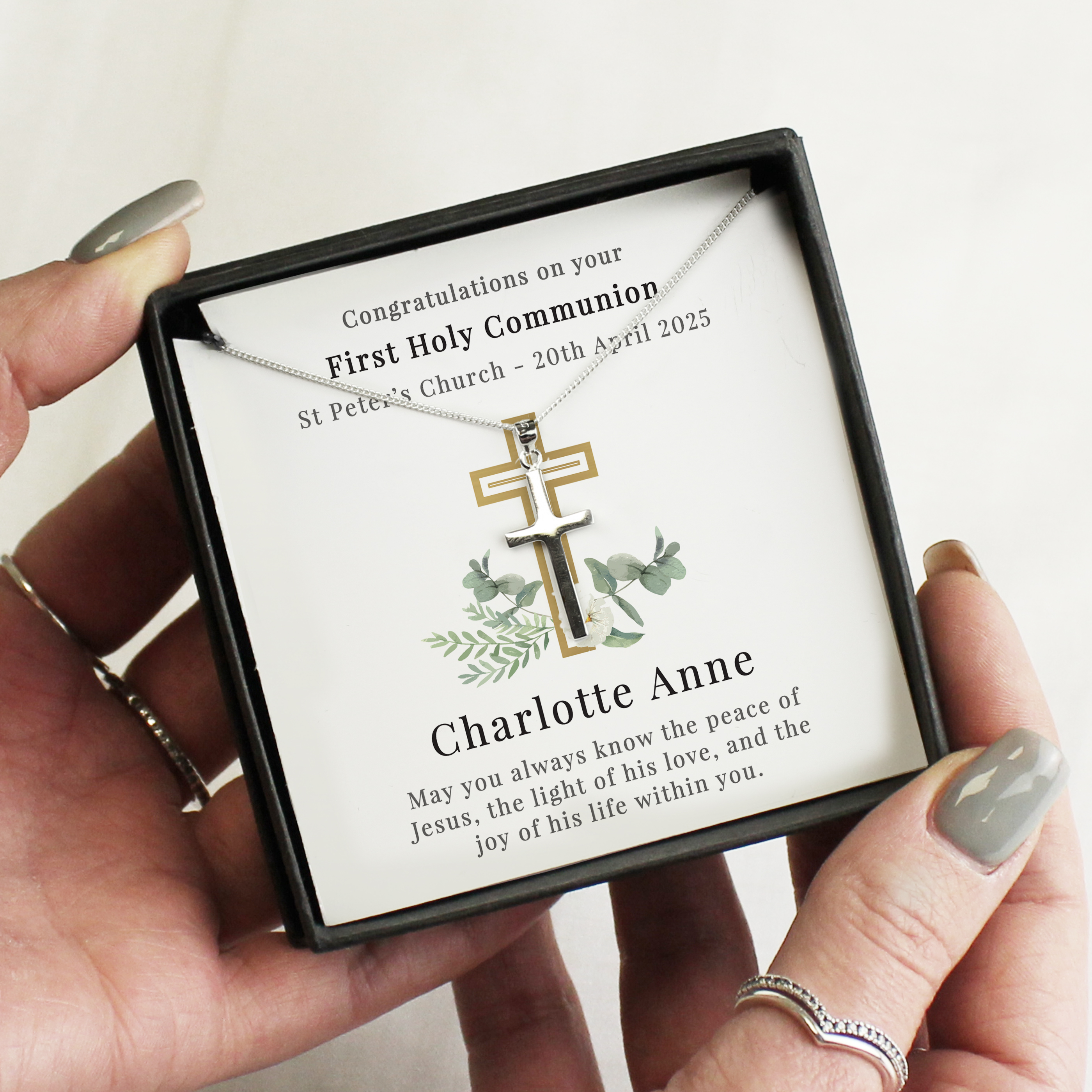 Personalised Religious Sentiment Cross Necklace & Box