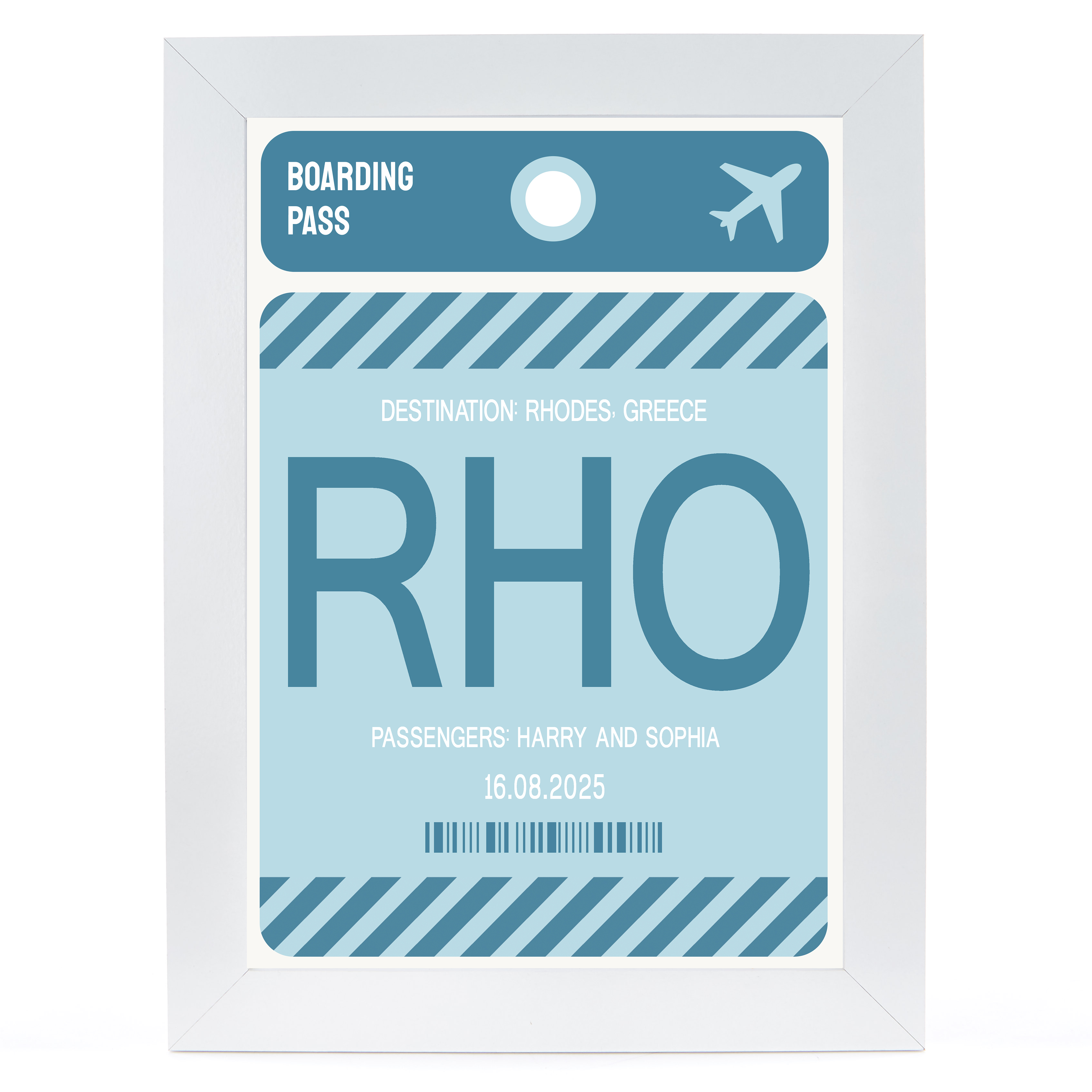 Personalised Wall Art - Blue Boarding Pass