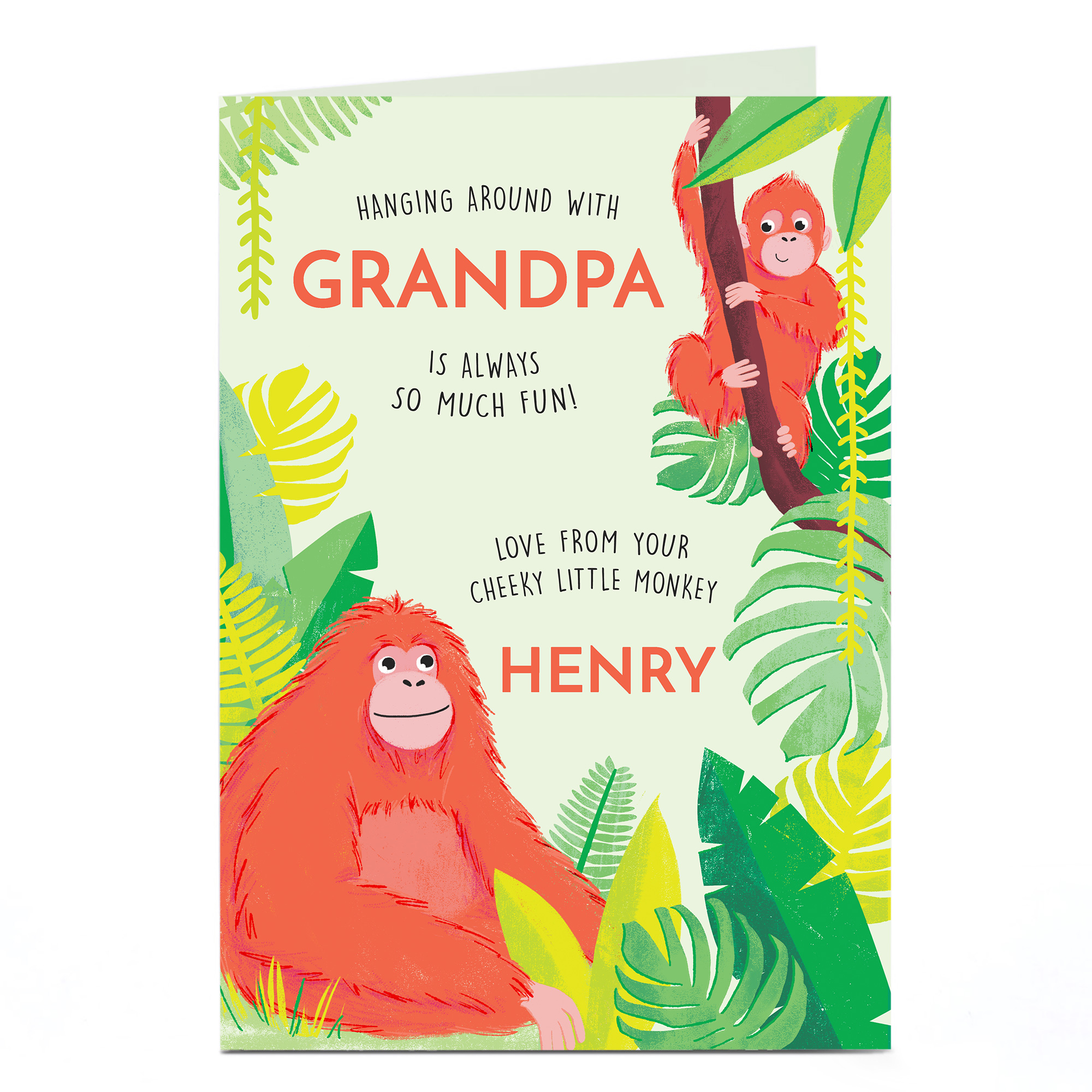Personalised Father's Day Card - Grandpa, From Your Cheeky Little Monkey