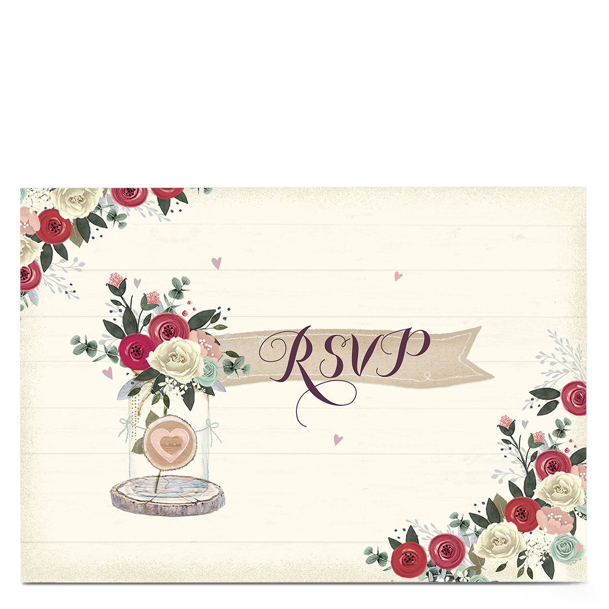 Personalised Wedding RSVP Card - Roses