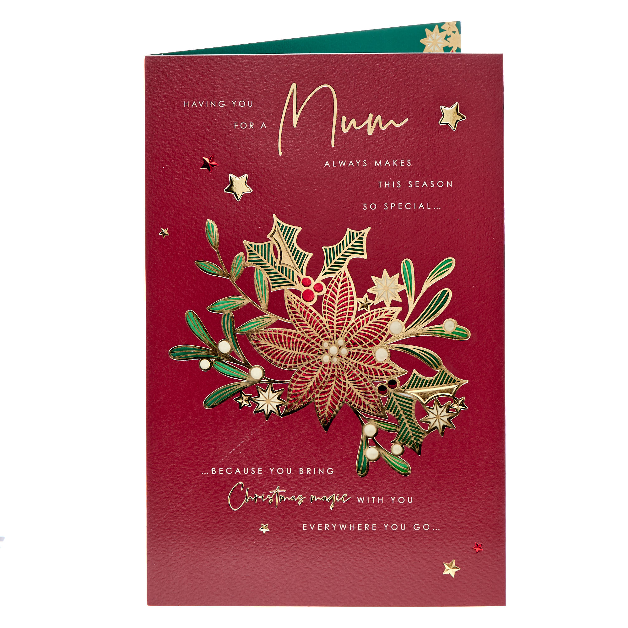 Premium Mum Red Floral Christmas Card