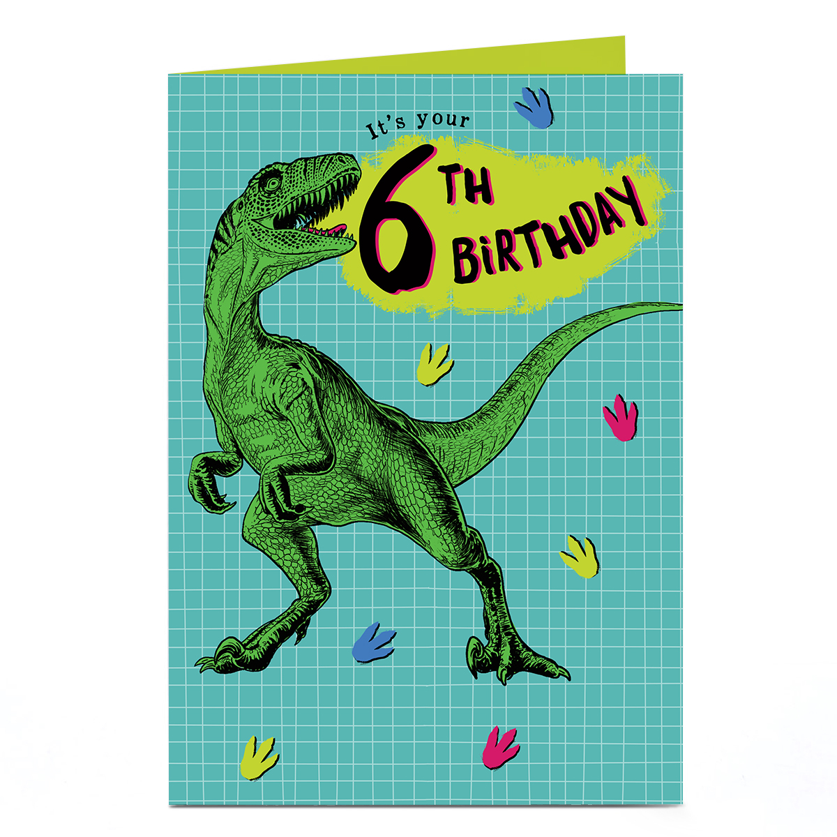 6th Birthday Card - T-Rex Dinosaur