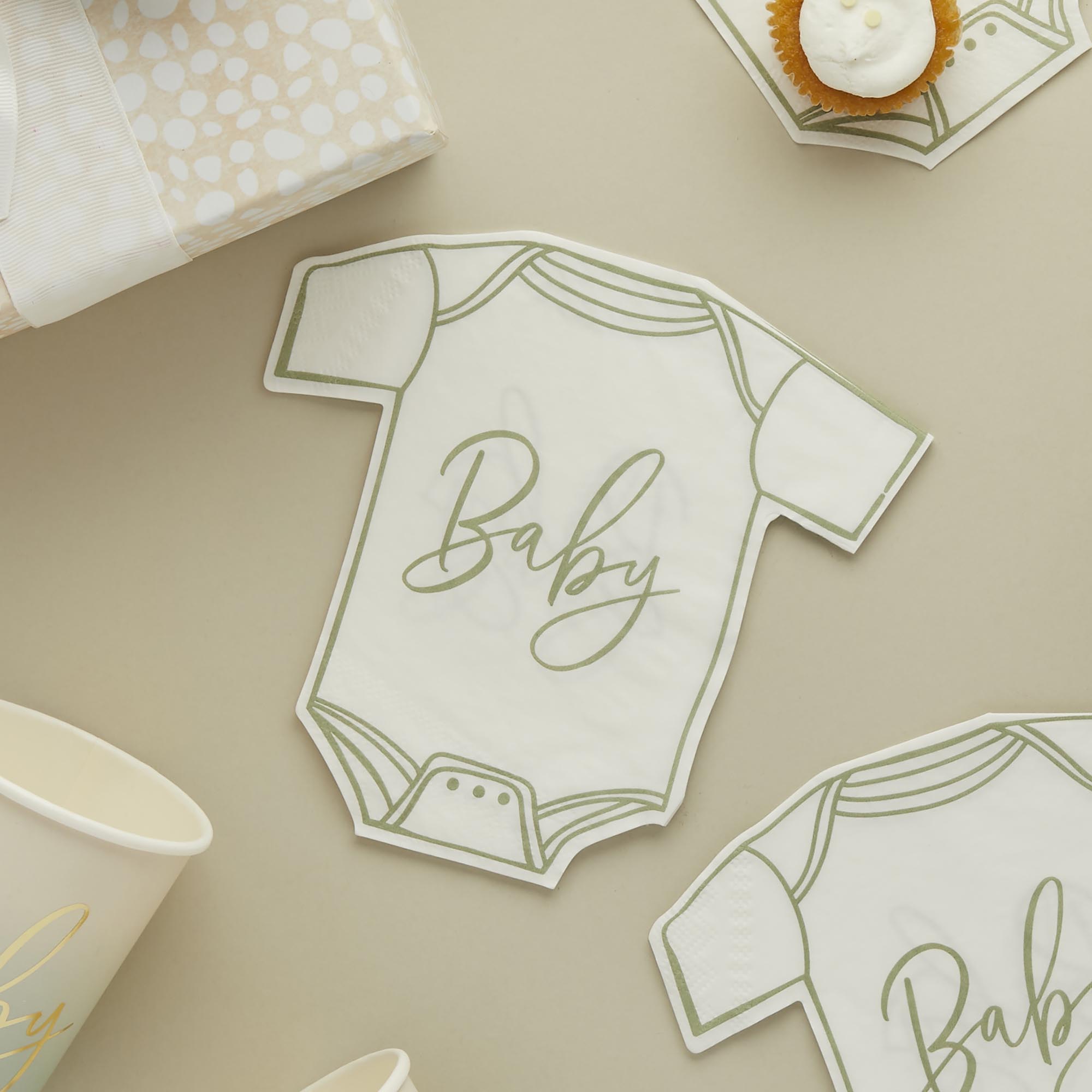 Sage Babygrow Paper Napkins - Pack of 16