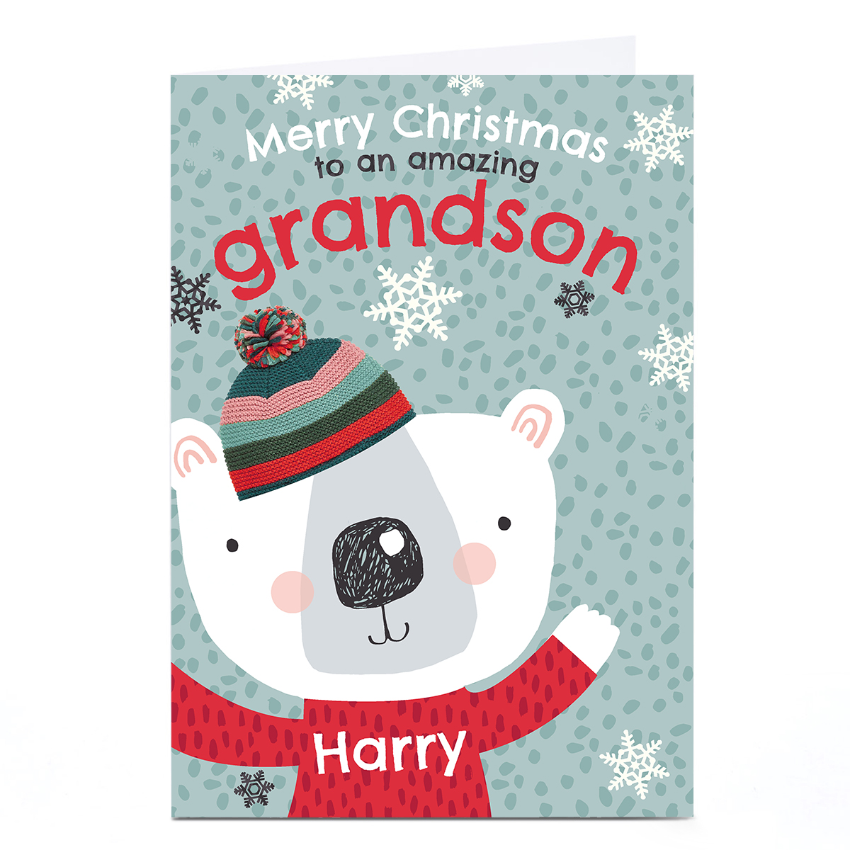 Personalised Bev Hopwood Christmas Card - Grandson