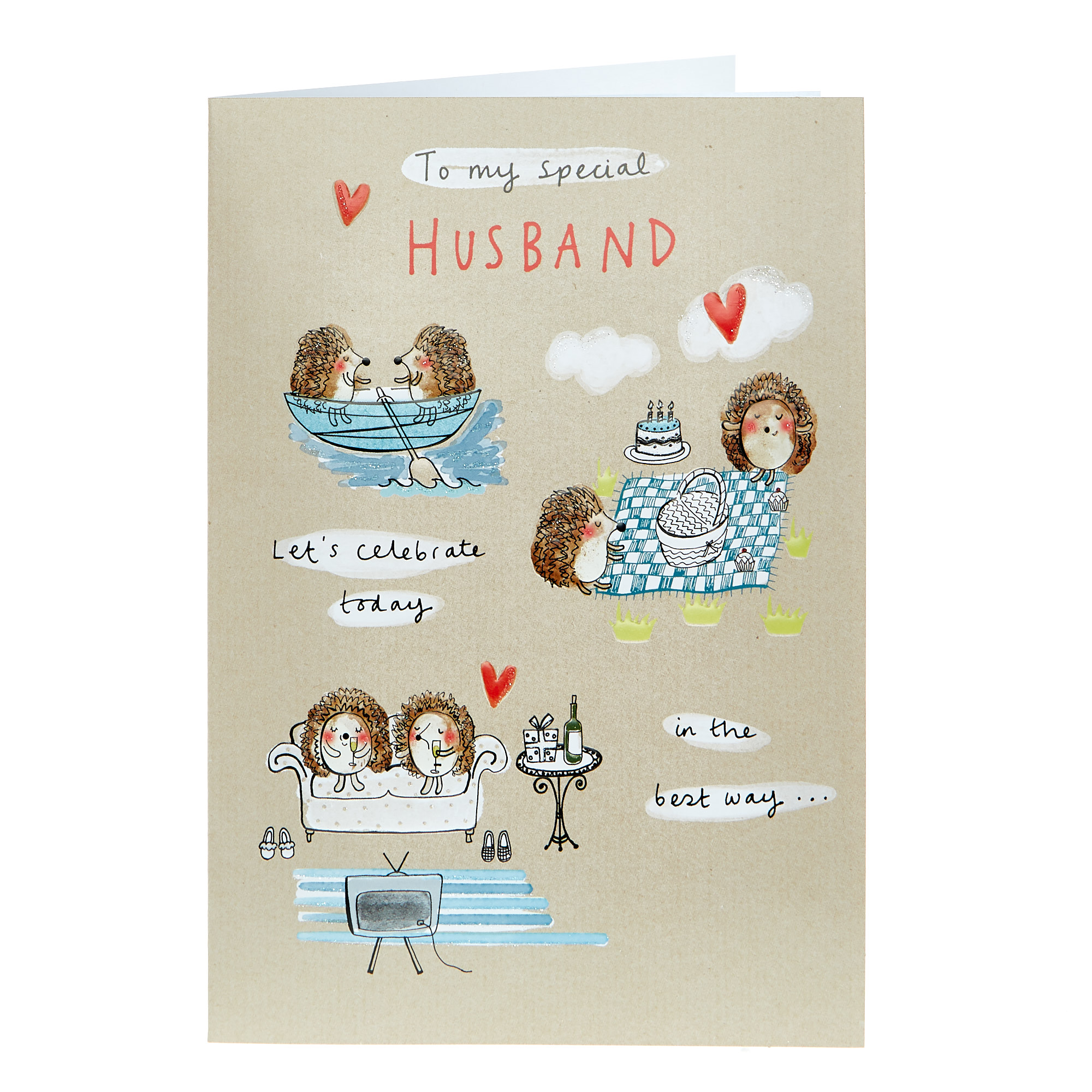 Birthday Card - Special Husband Hedgehogs 