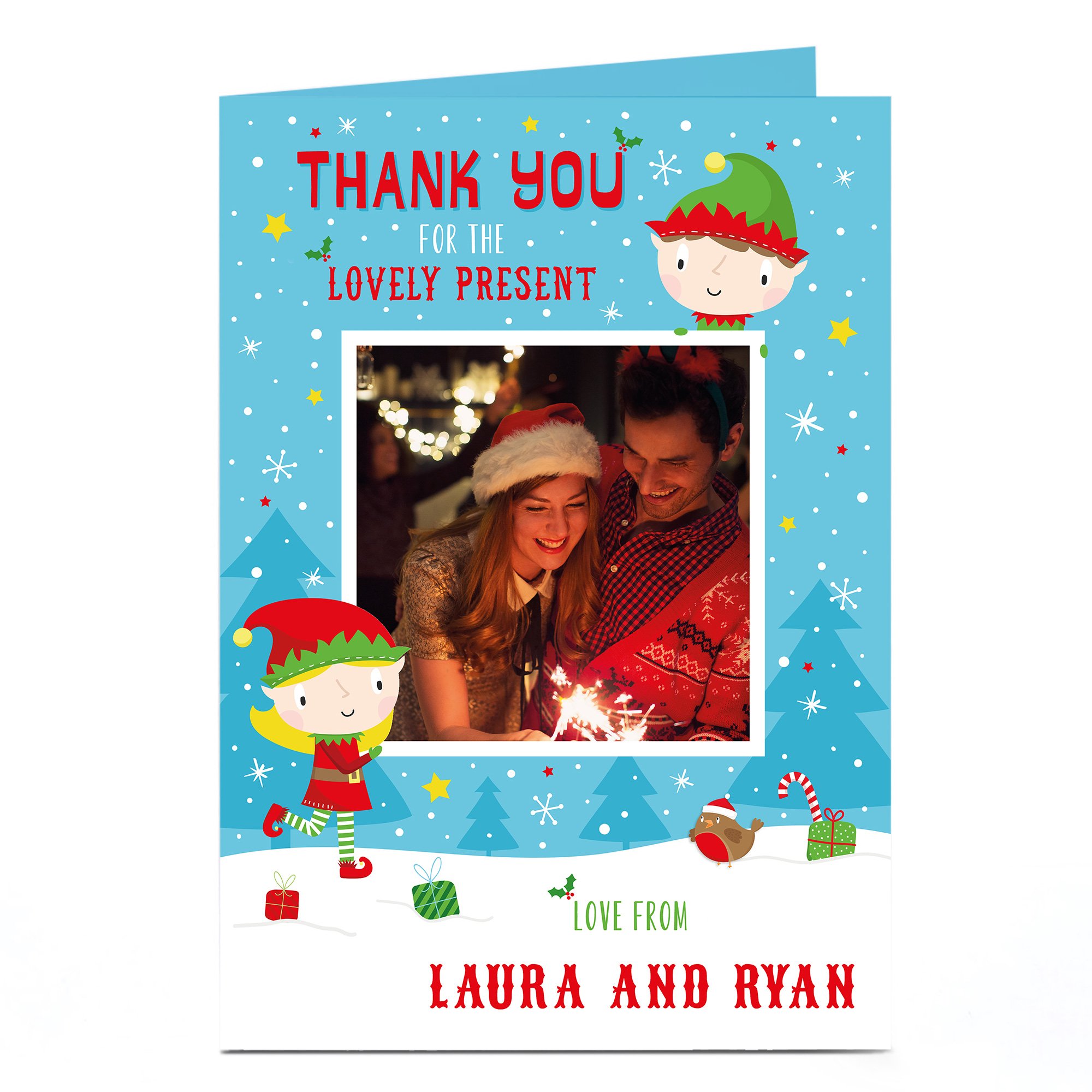 Personalised Christmas Photo Card - Elves in the Snow | Card Factory