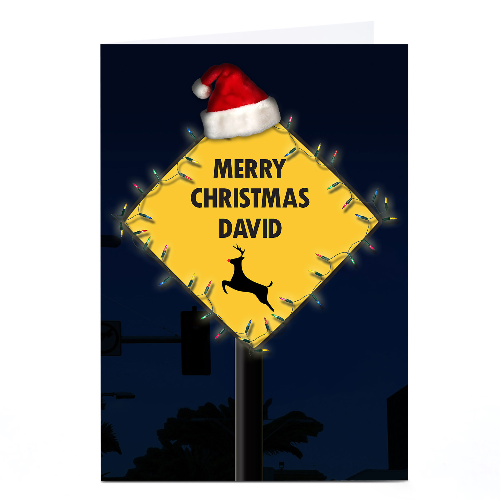 Personalised Christmas Card - Yellow Road Sign