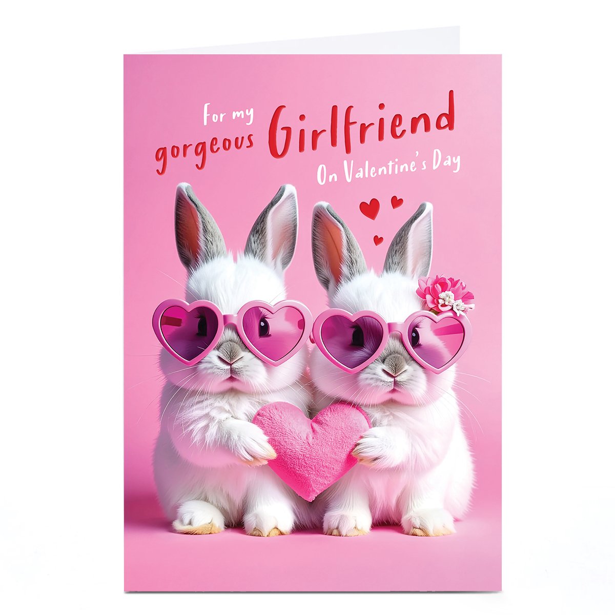 Valentine's Day Card - Fluffy Bunny Couple, Girlfriend