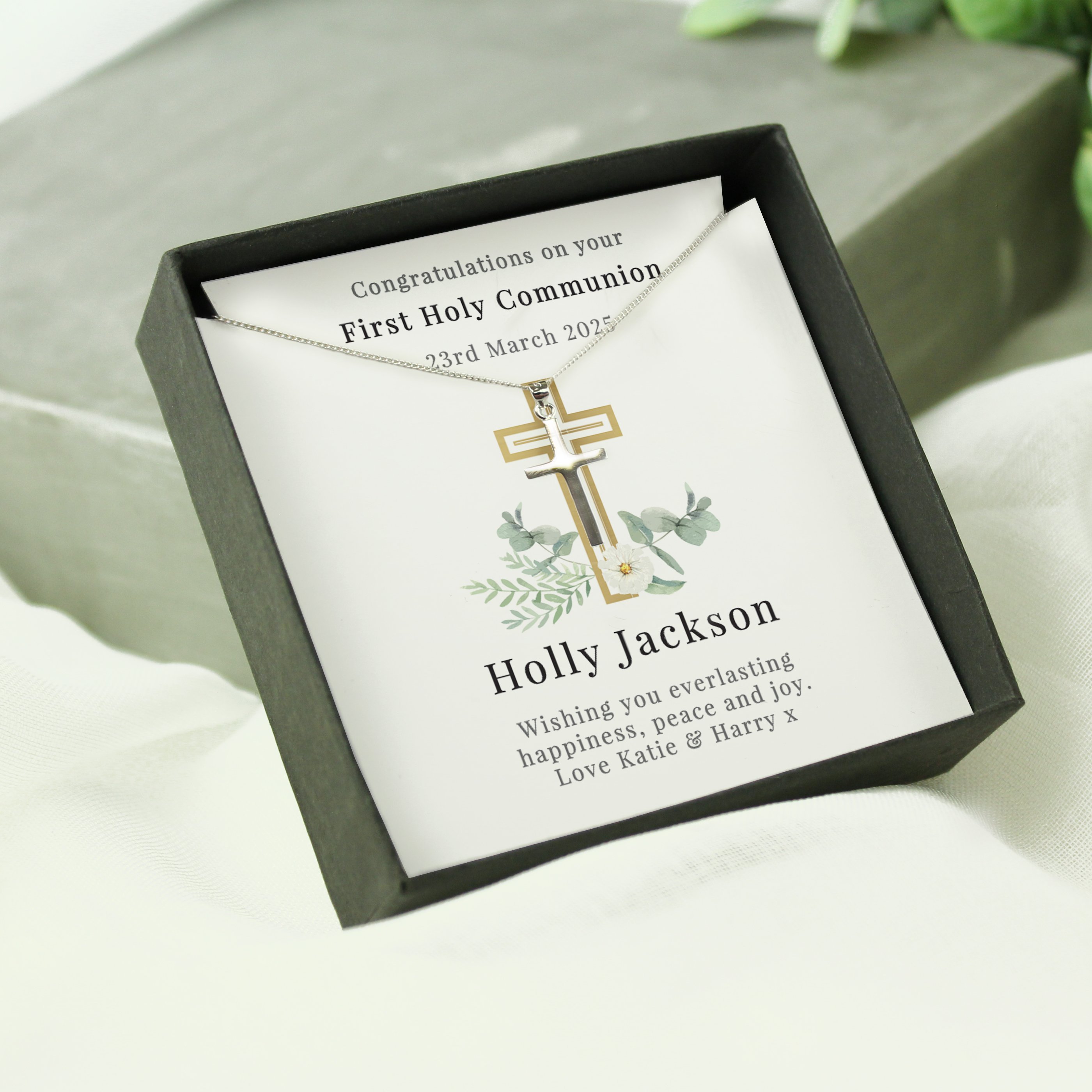 Personalised Religious Sentiment Cross Necklace & Box