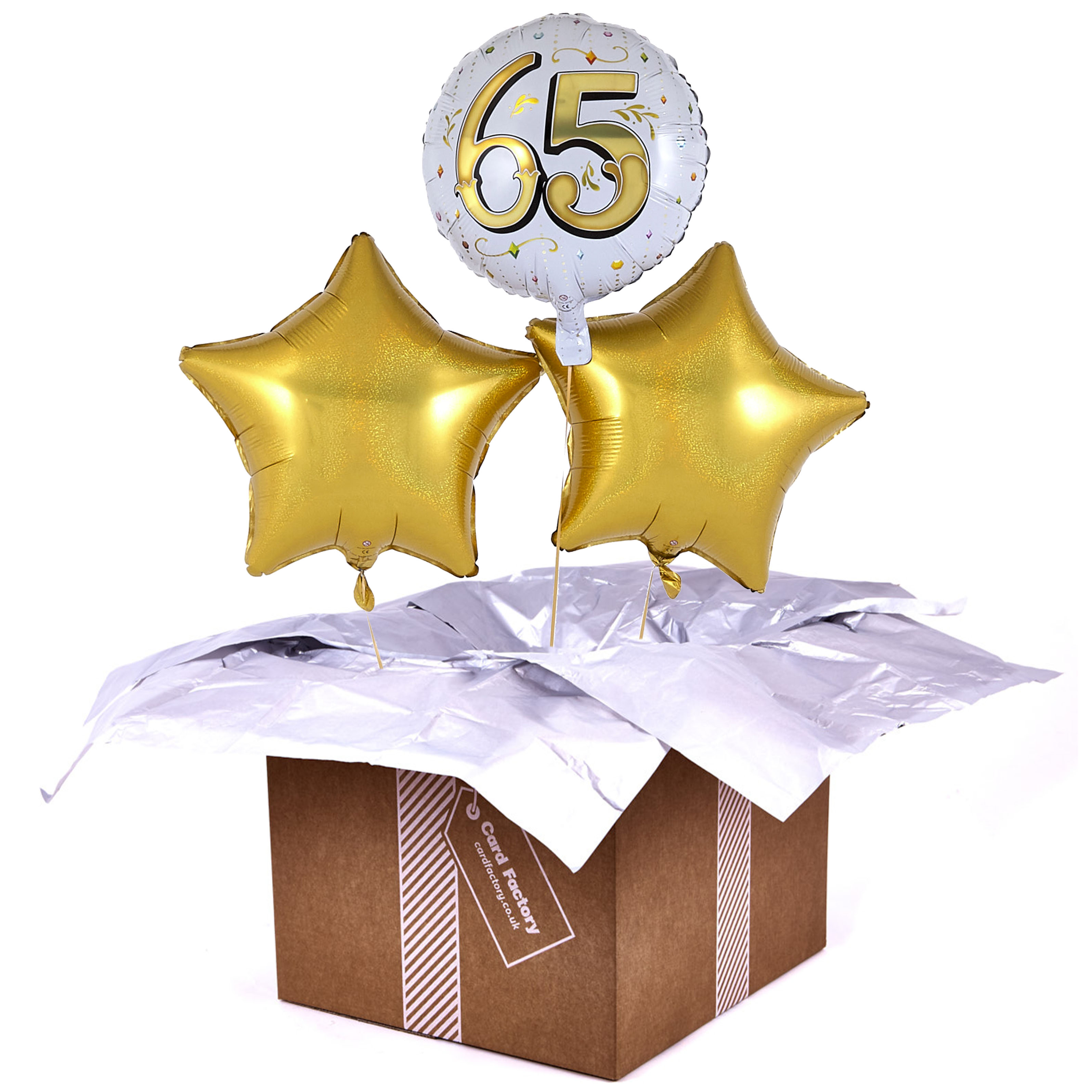 65th Birthday Gold Balloon Bouquet - DELIVERED INFLATED!