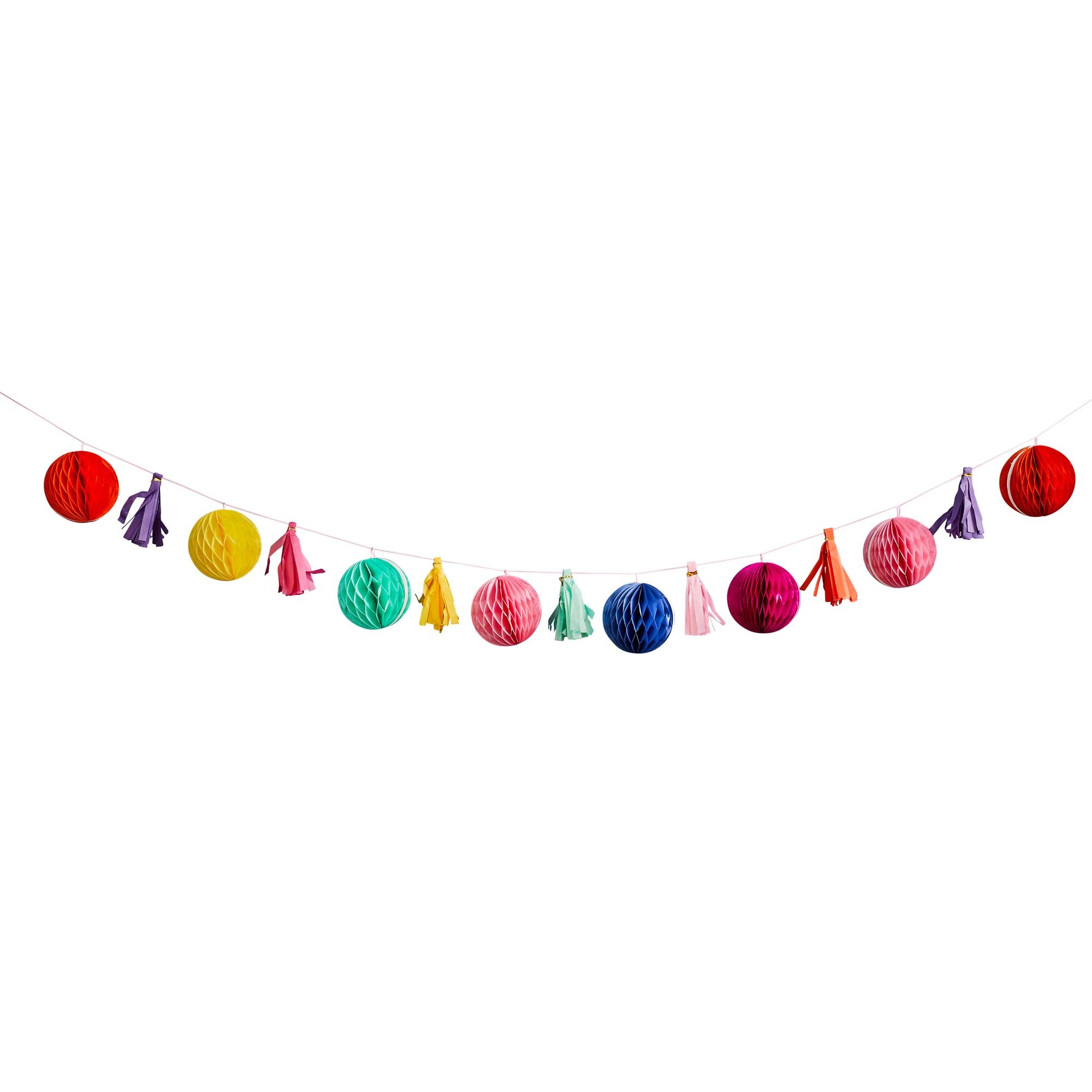 Colourful Honeycomb & Tassel Garland 2m