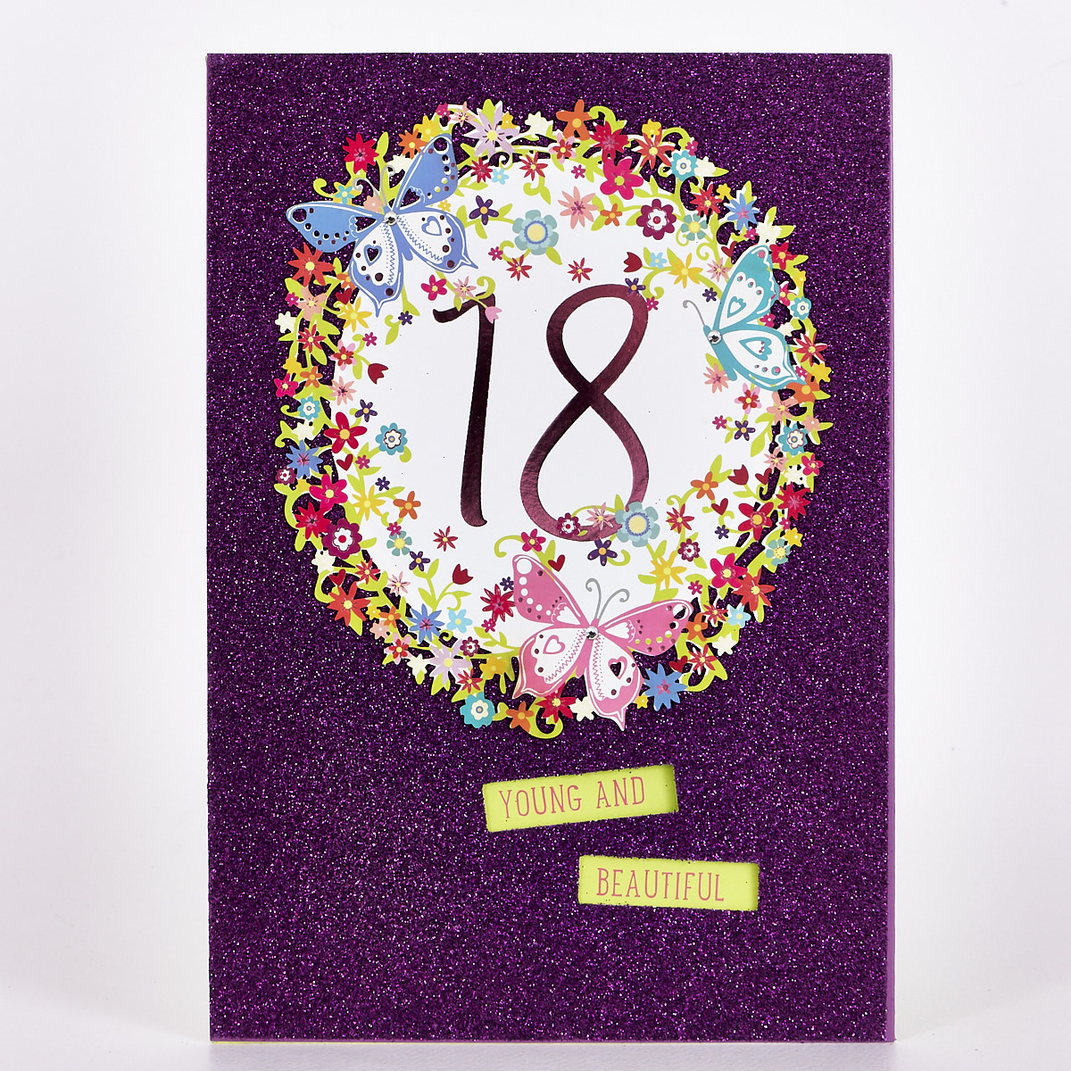 Signature Collection Birthday Card - 18th Purple Glitter