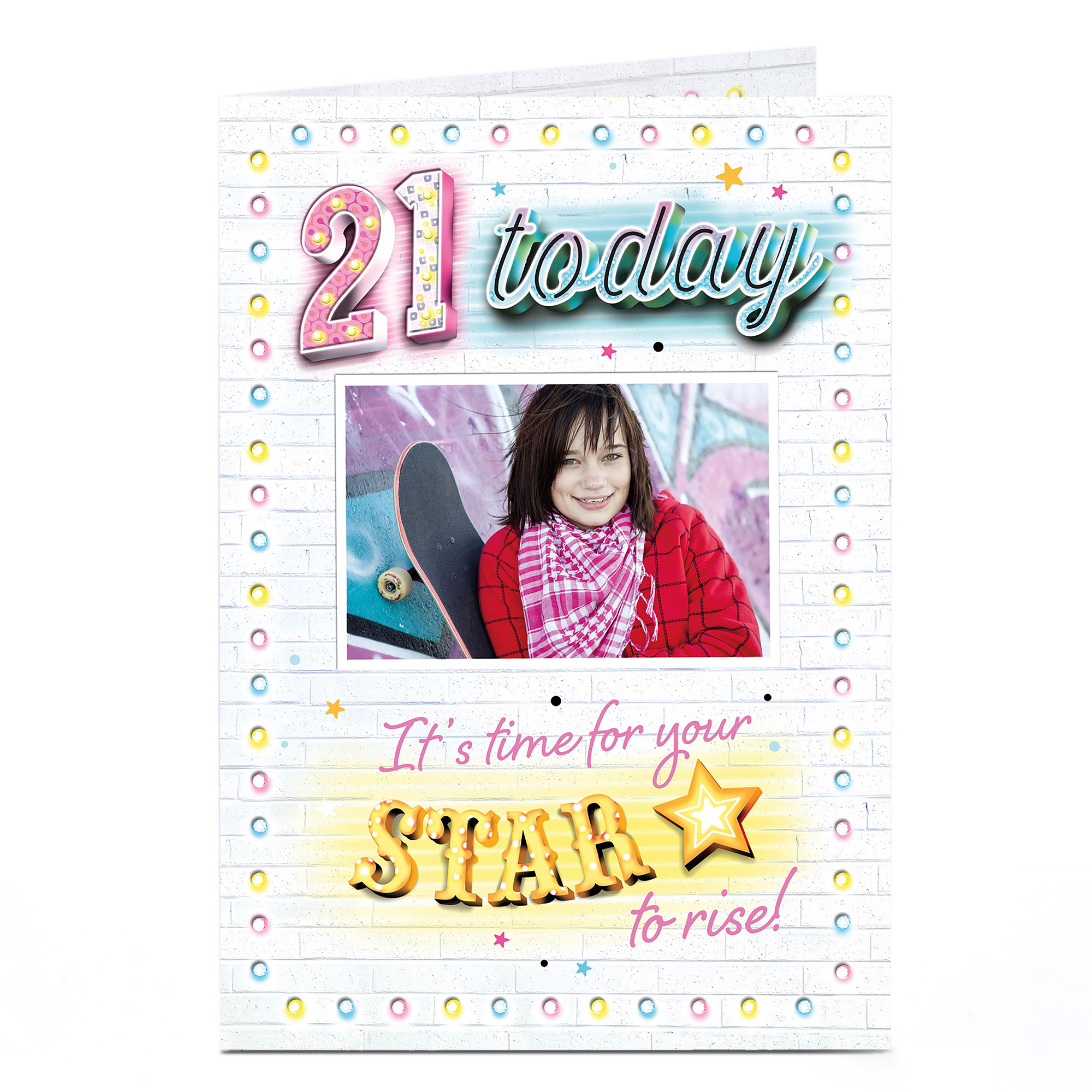 Photo 21st Birthday Card - Star