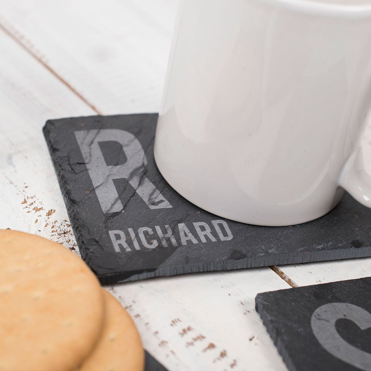 Personalised Engraved Set Of 4 Slate Coasters - First Initial & Name