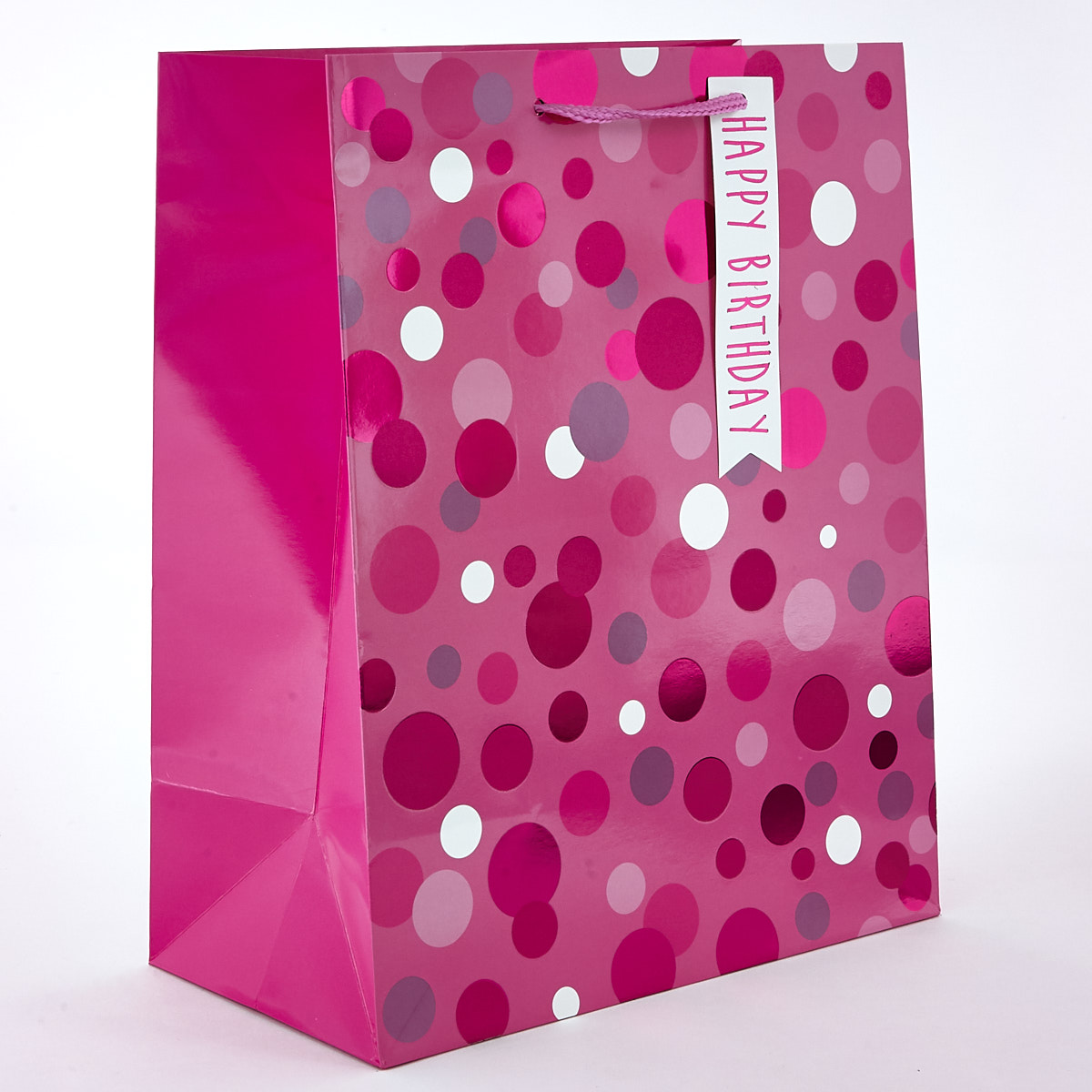 Large Portrait Pink Sparkle-Spotted Birthday Gift Bag